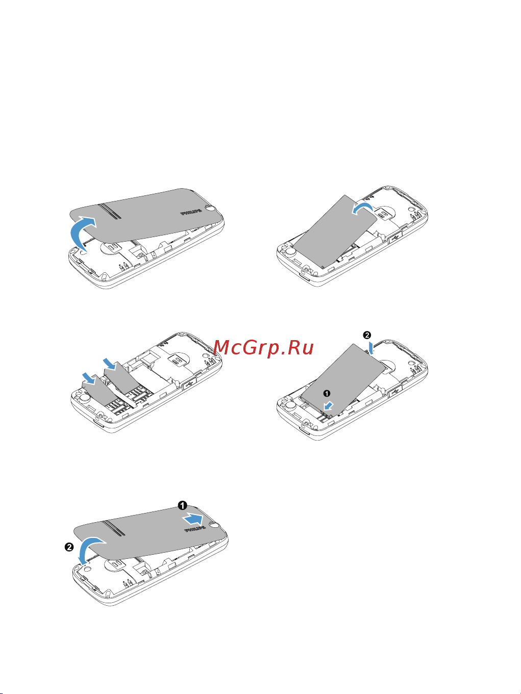 Philips X116 [4/32] Установка sim карты и зарядка батареи