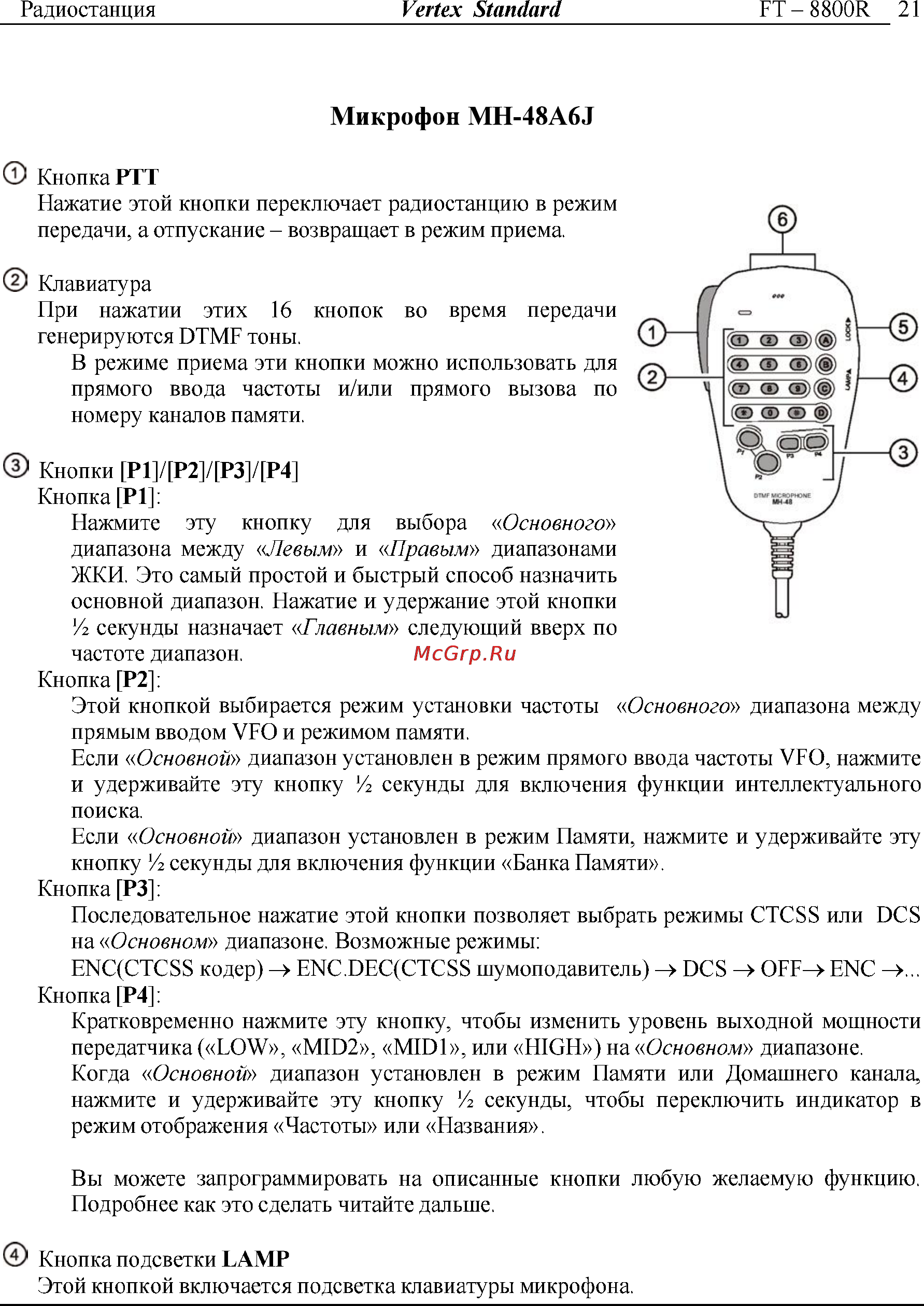 Yaesu FT-8800 [21/68] Микрофон mh 48a6j