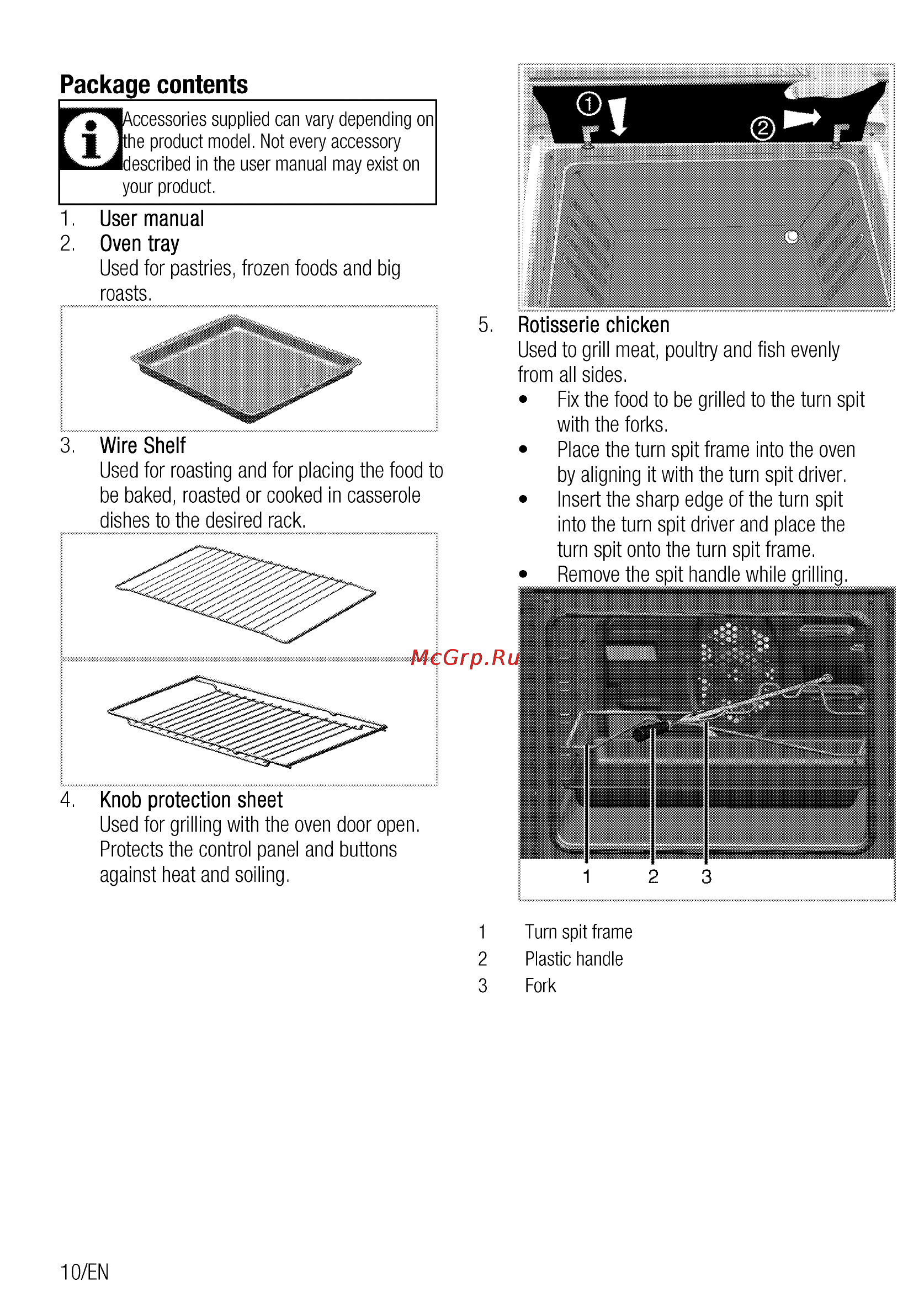 Beko CSG 52110 GW [10/96] Package contents________________