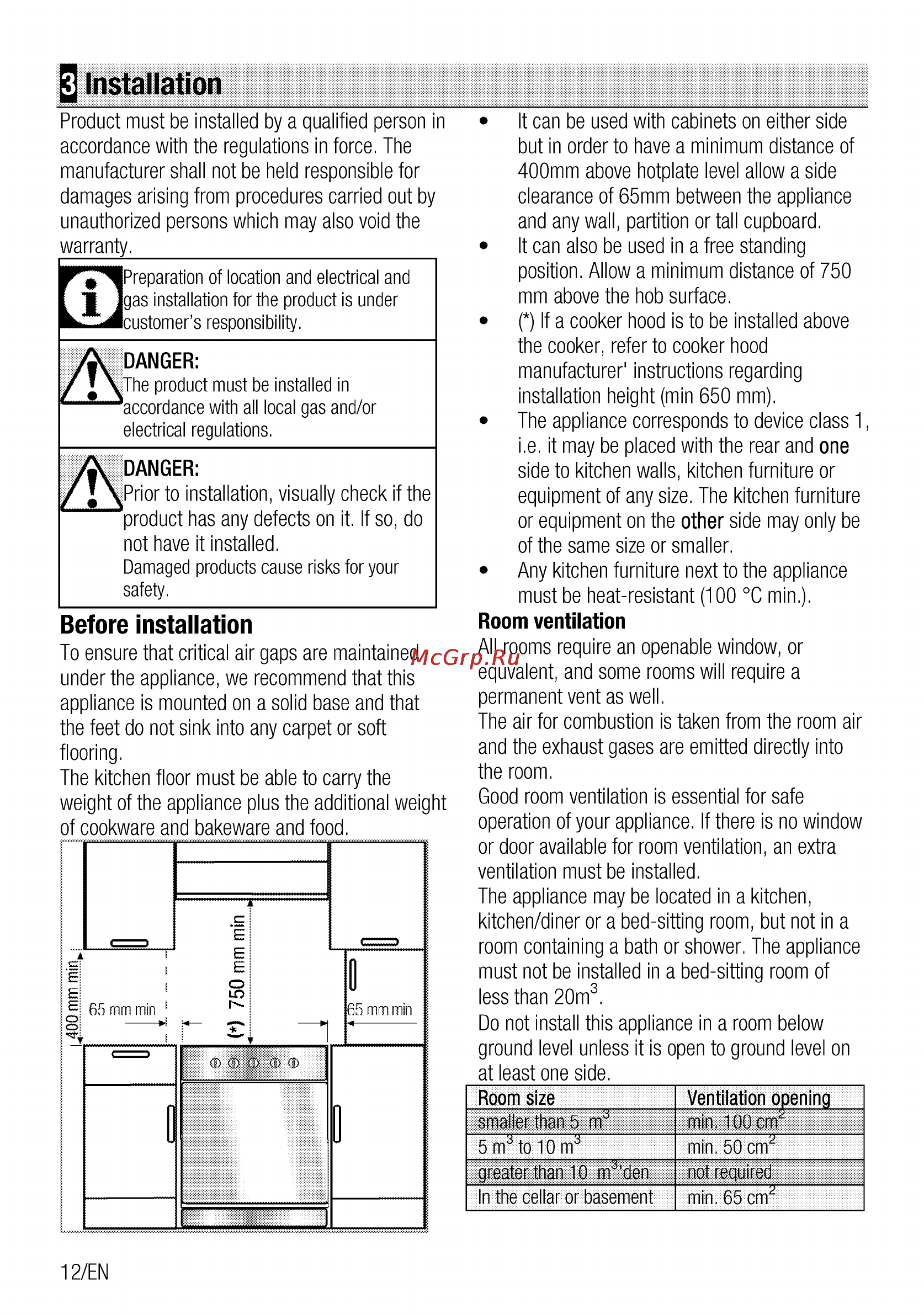 Beko CSG 52110 GW [12/96] J installation