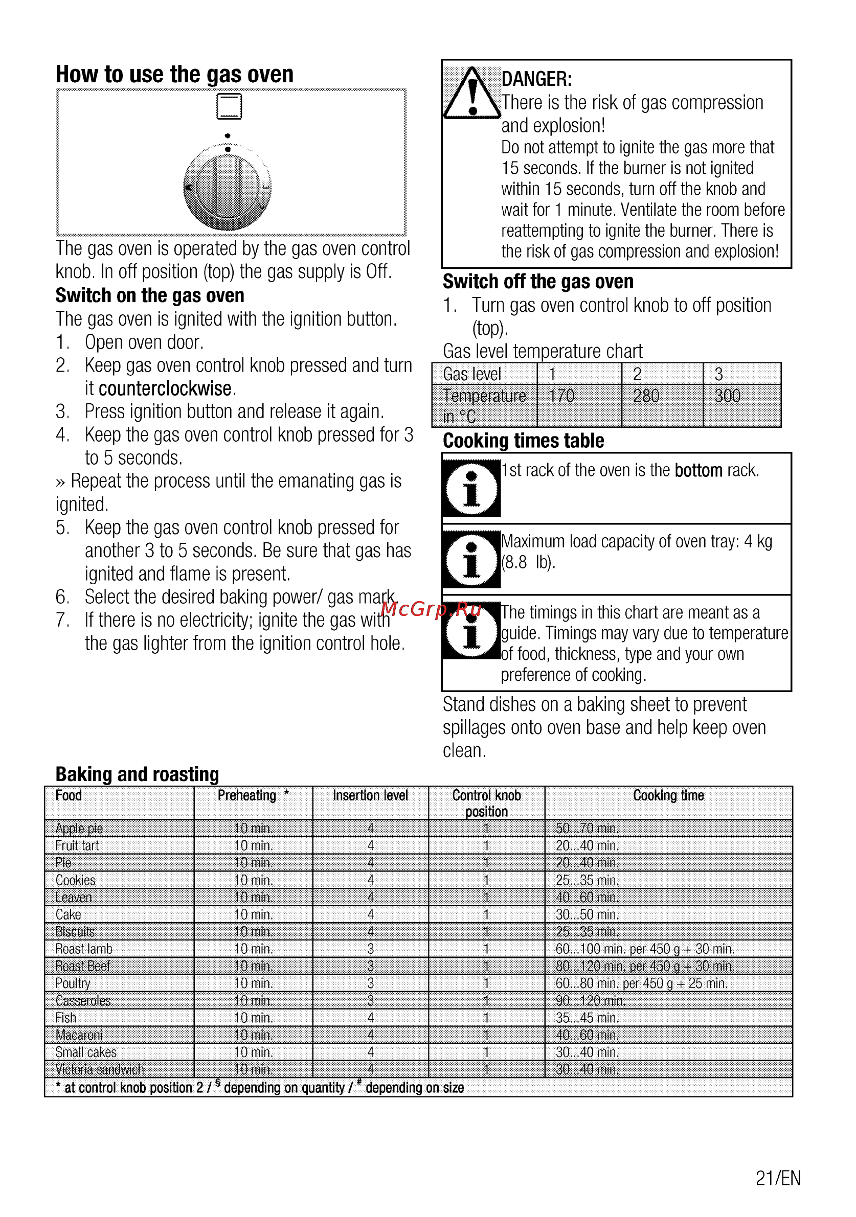 Beko CSG 52110 GW [21/96] How to use the gas oven