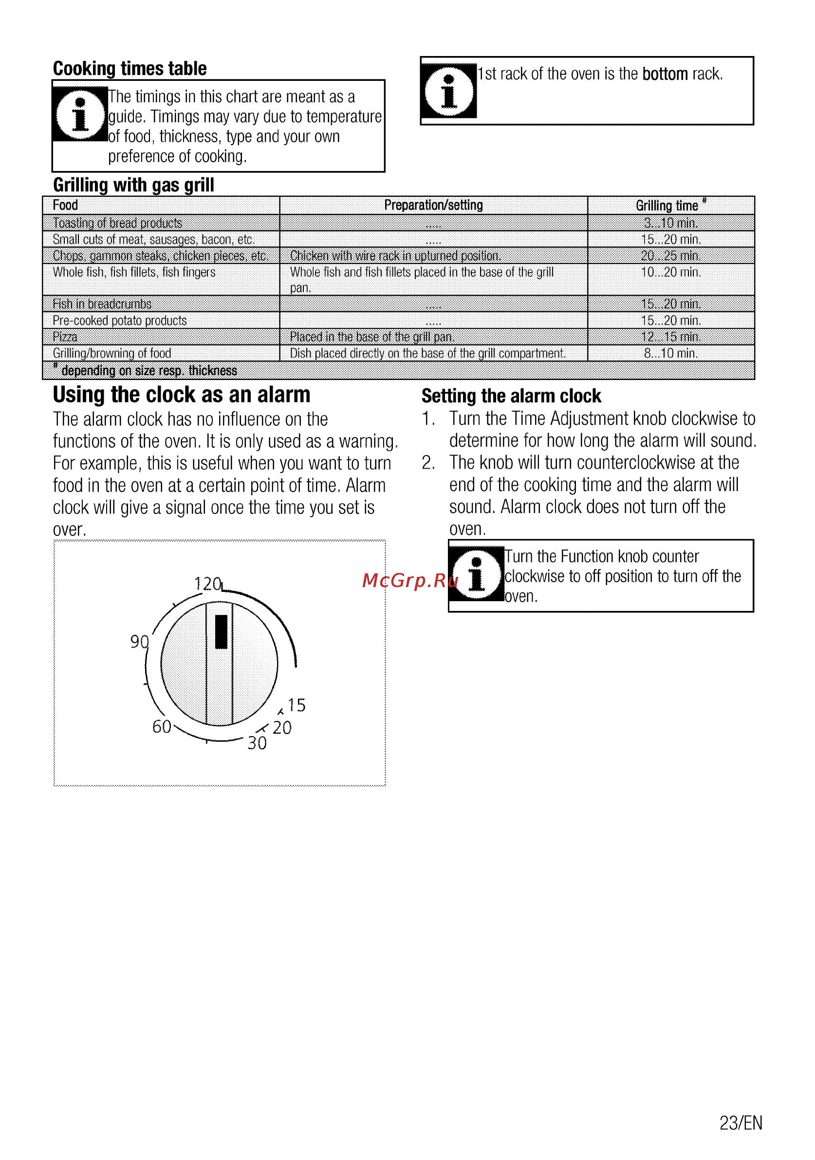 Beko CSG 52110 GW [23/96] Using the clock as an alarm