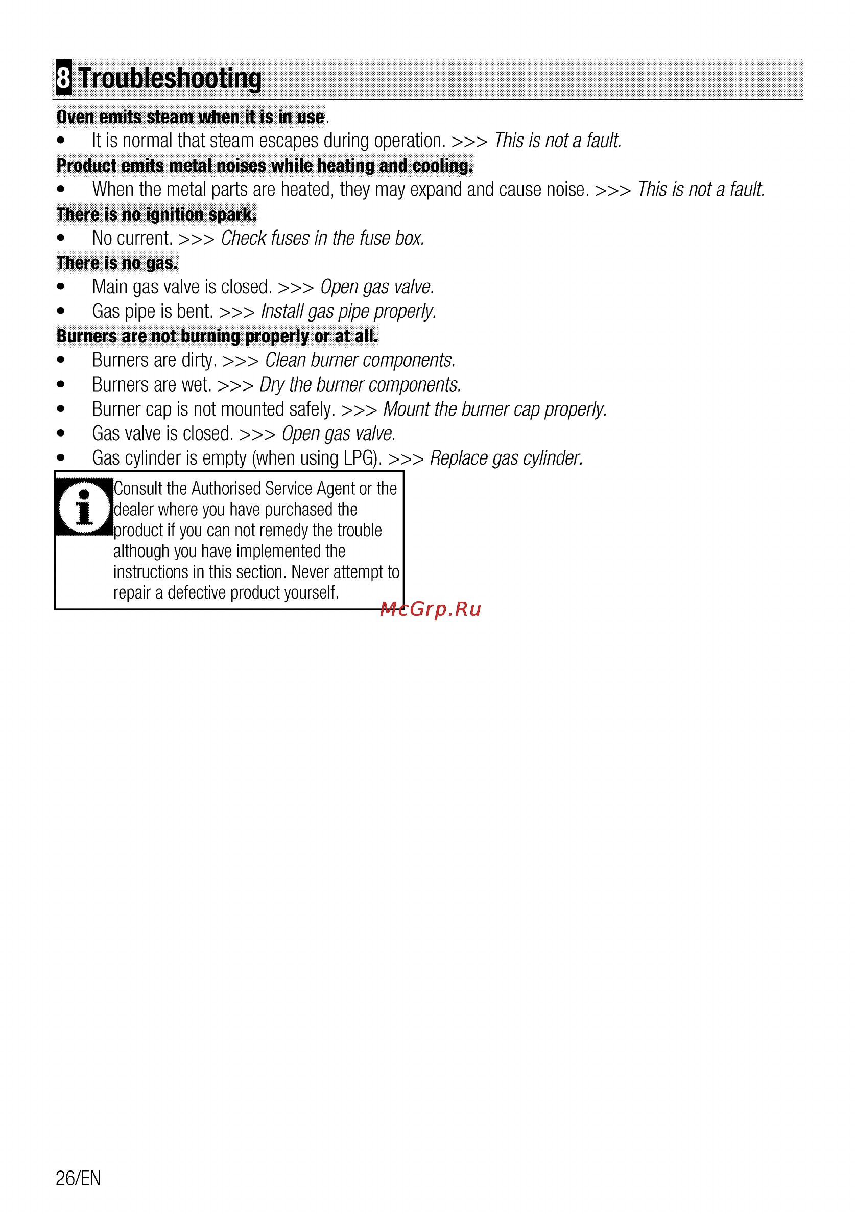 Beko CSG 52110 GW [26/96] Troubleshooting