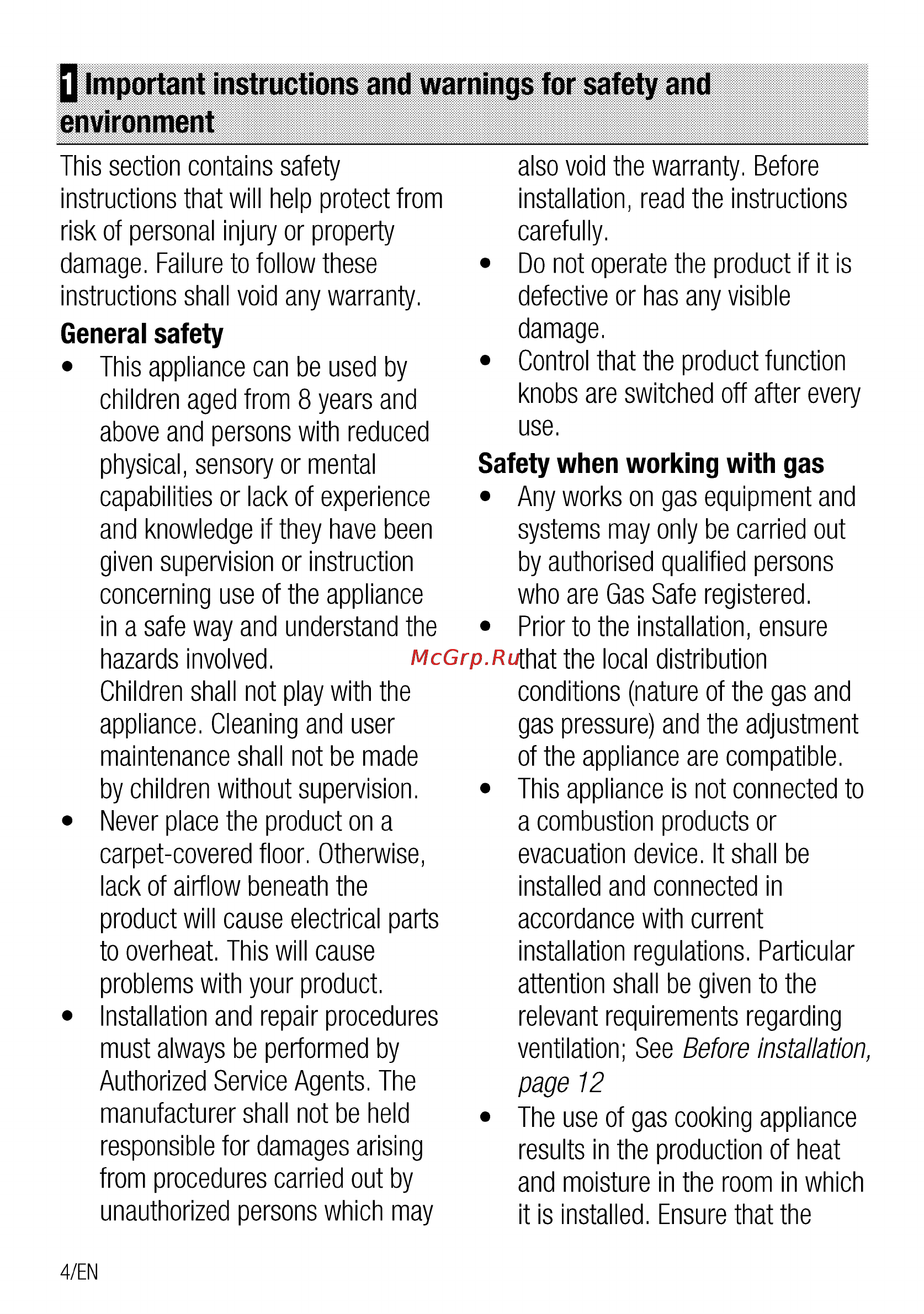 Beko CSG 52110 GW [4/96] Q important instructions and warnings for safety and