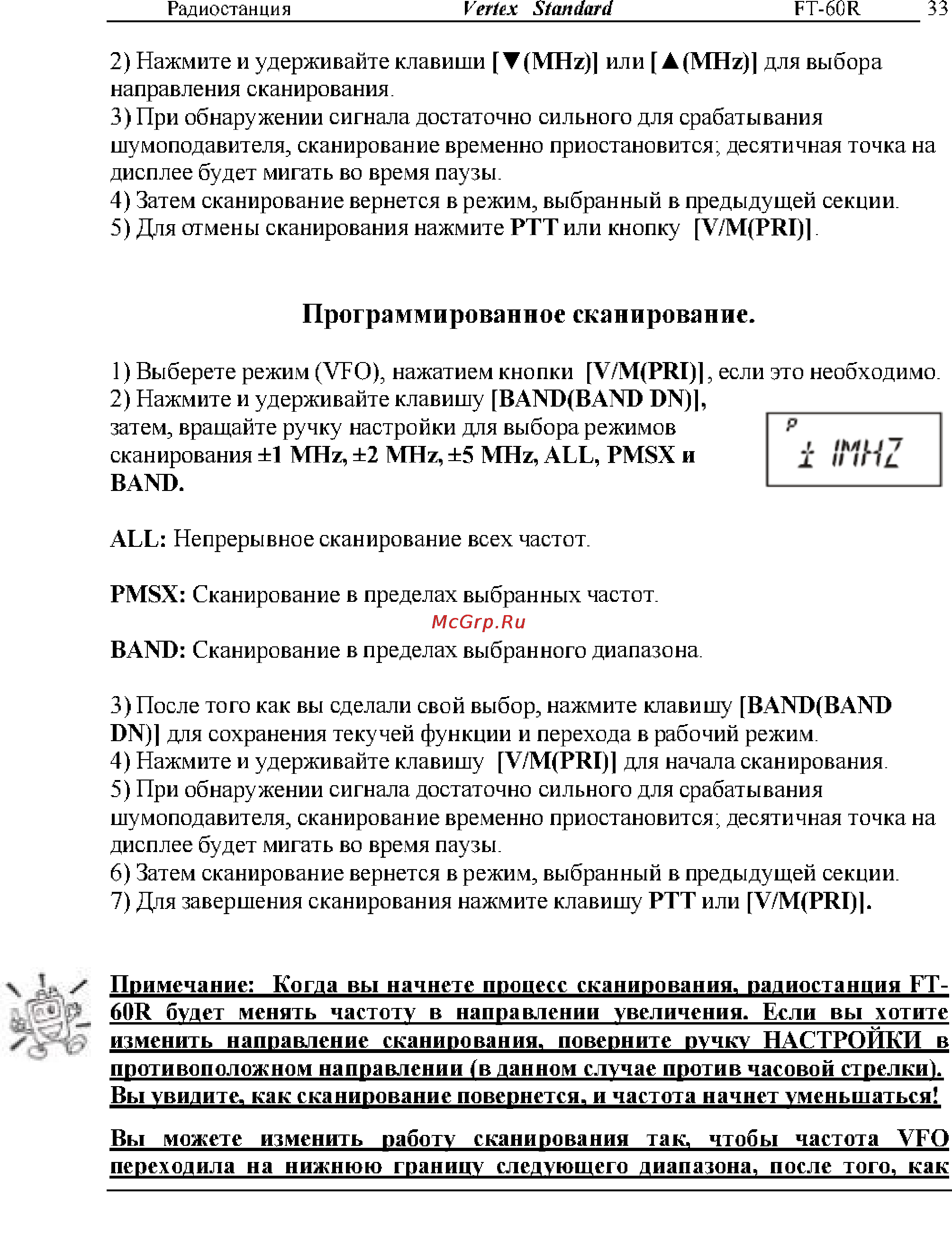 Yaesu FT-60R [33/72] Программированное сканирование