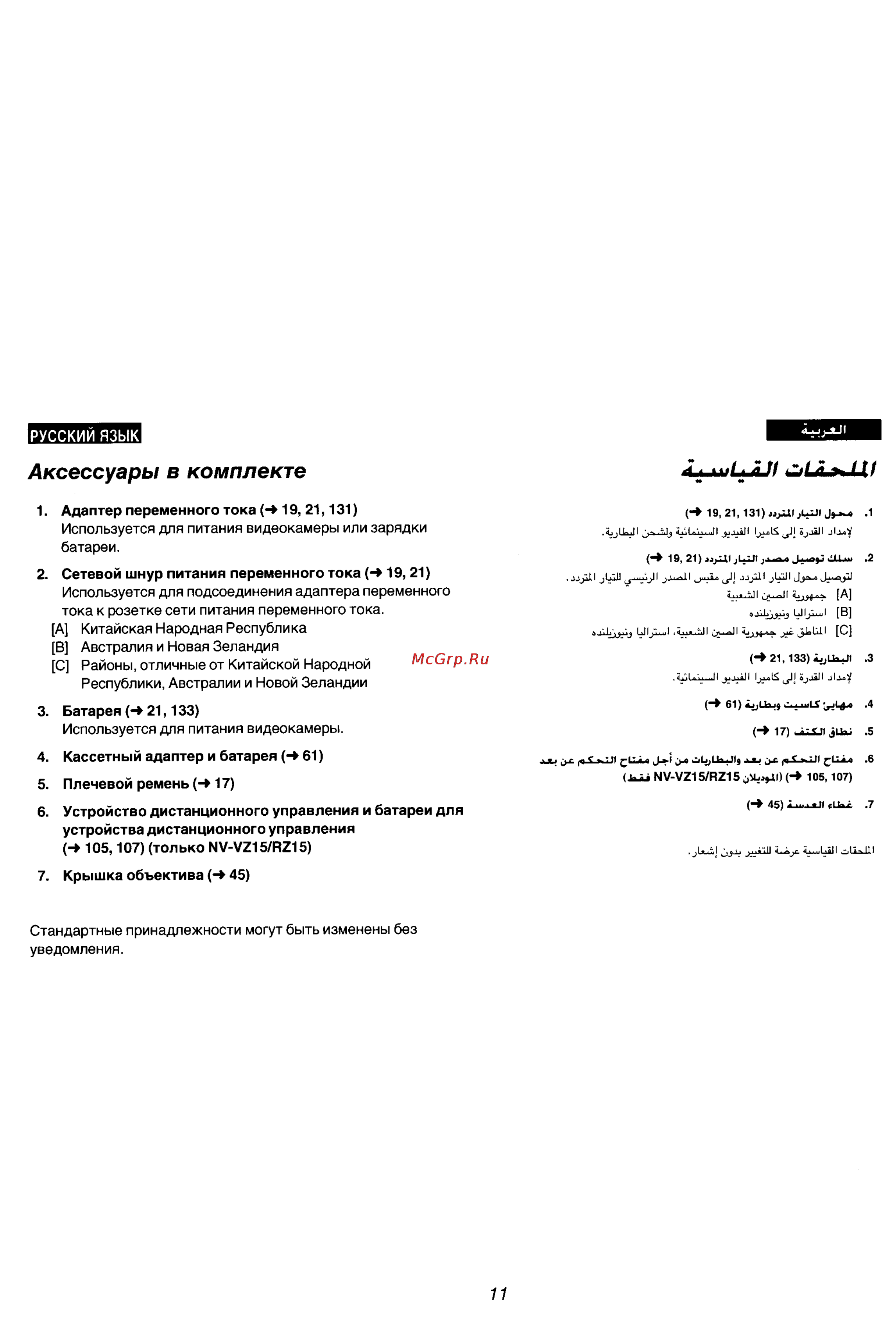 Panasonic NV-VZ15ENC [6/133] Аксессуары в комплекте