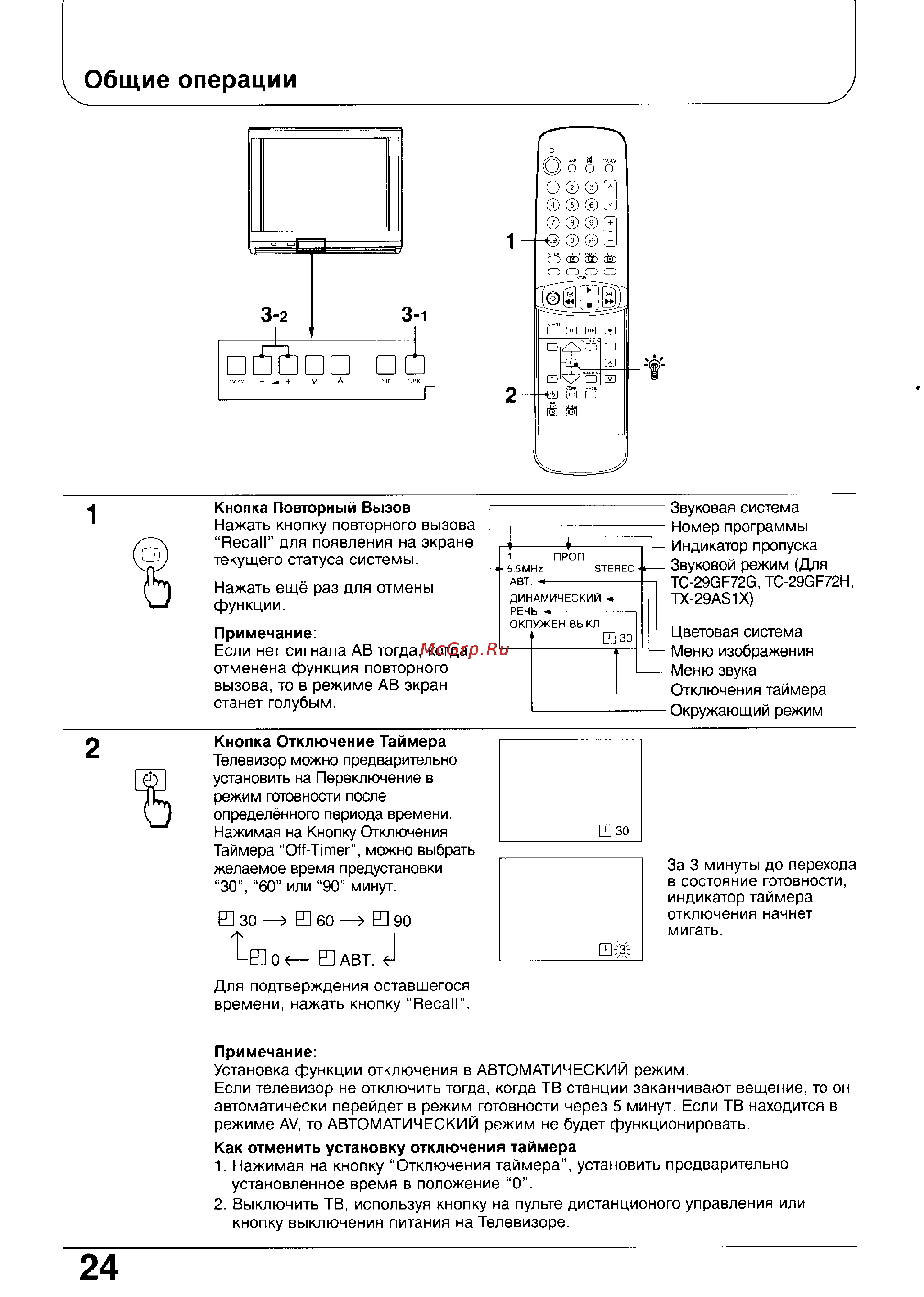 Panasonic TC-29GF70R [24/40] Общие операции