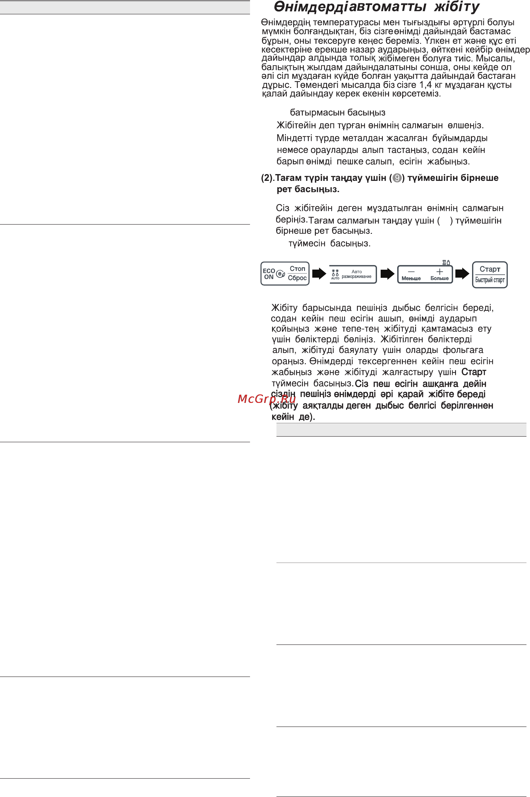 LG MH6043HAR [34/48] Жон еті үлкен кесектер бүтіндей τаңқышаяндар еті омар құйрықтары асшаяндар тарақ балықтар