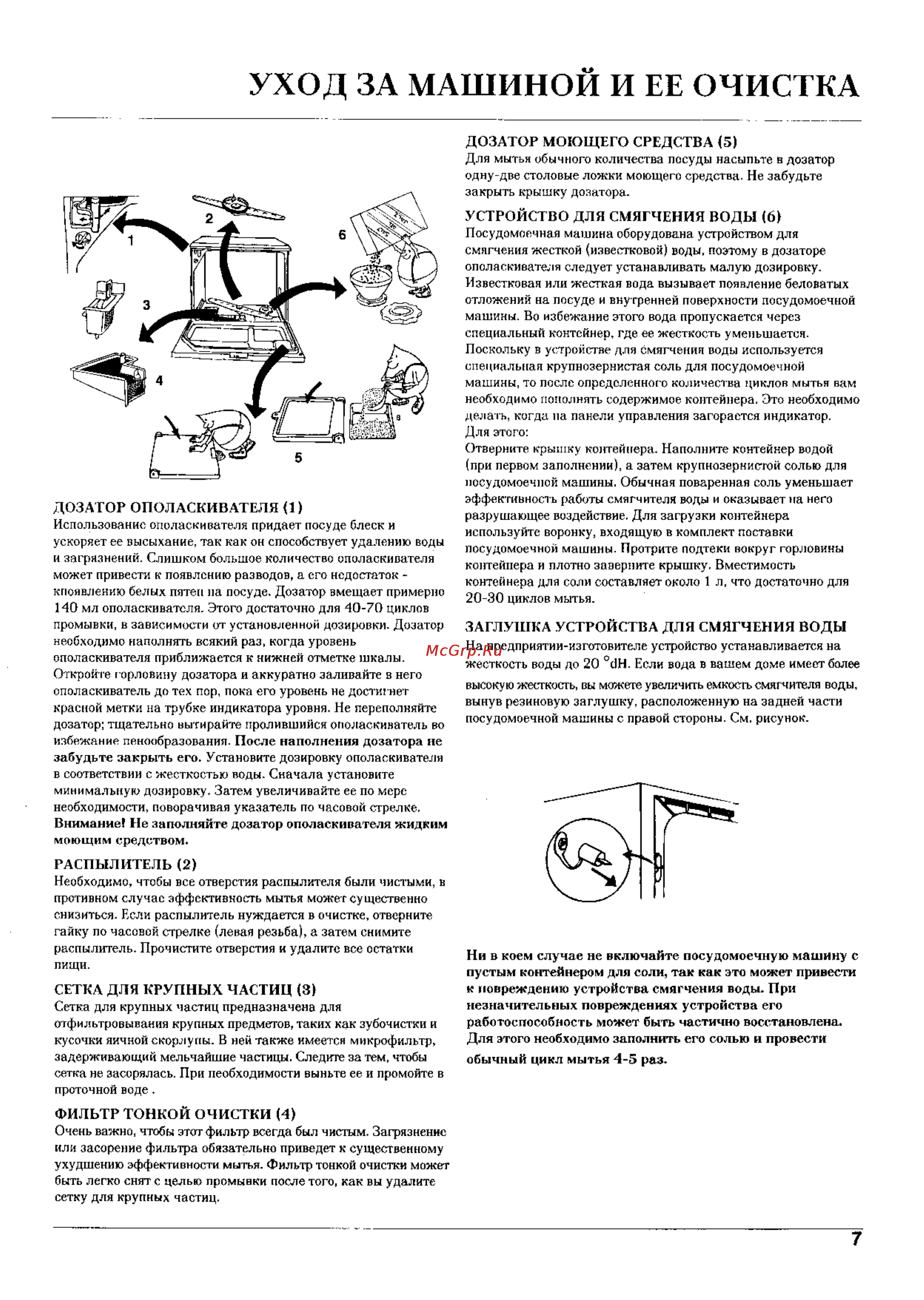 Electrolux ESF 242 [7/12] Внимание не заполняйте дозатор ополаскивателя жидким моющим средством