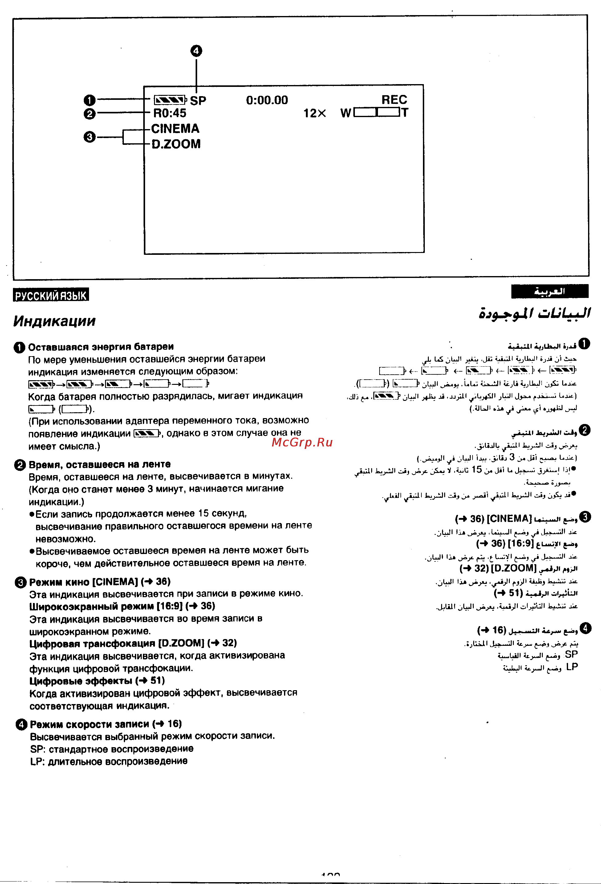 Panasonic NV-MX300EN [120/137] Индикации