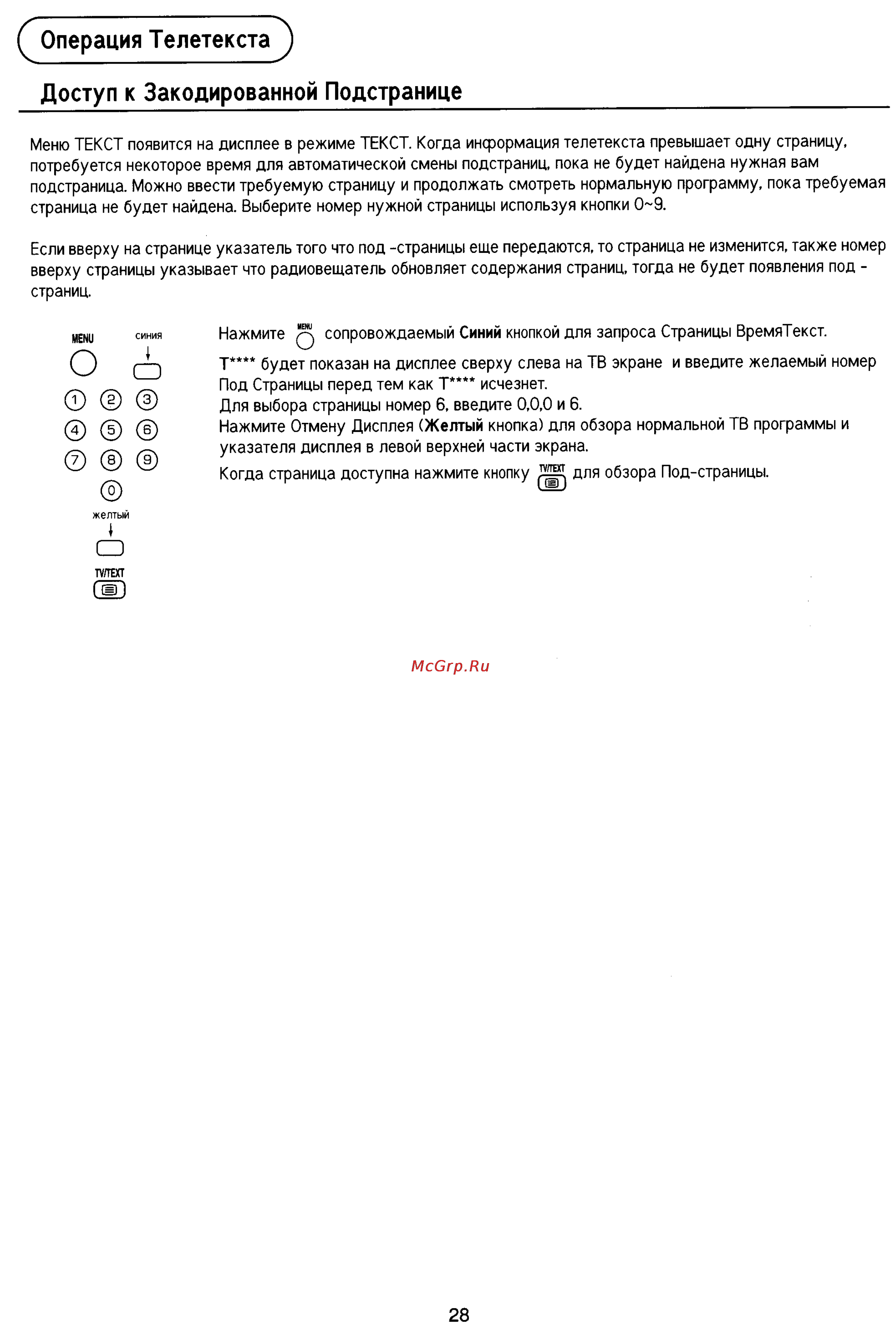 Panasonic TX-29P90T [28/31] Доступ к закодированной подстранице ______________________________________