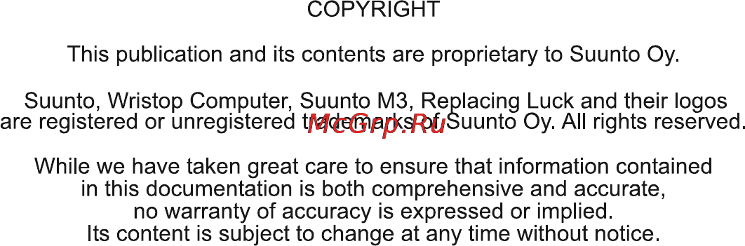 Suunto M3 Инструкция по эксплуатации онлайн [2/192] 32048