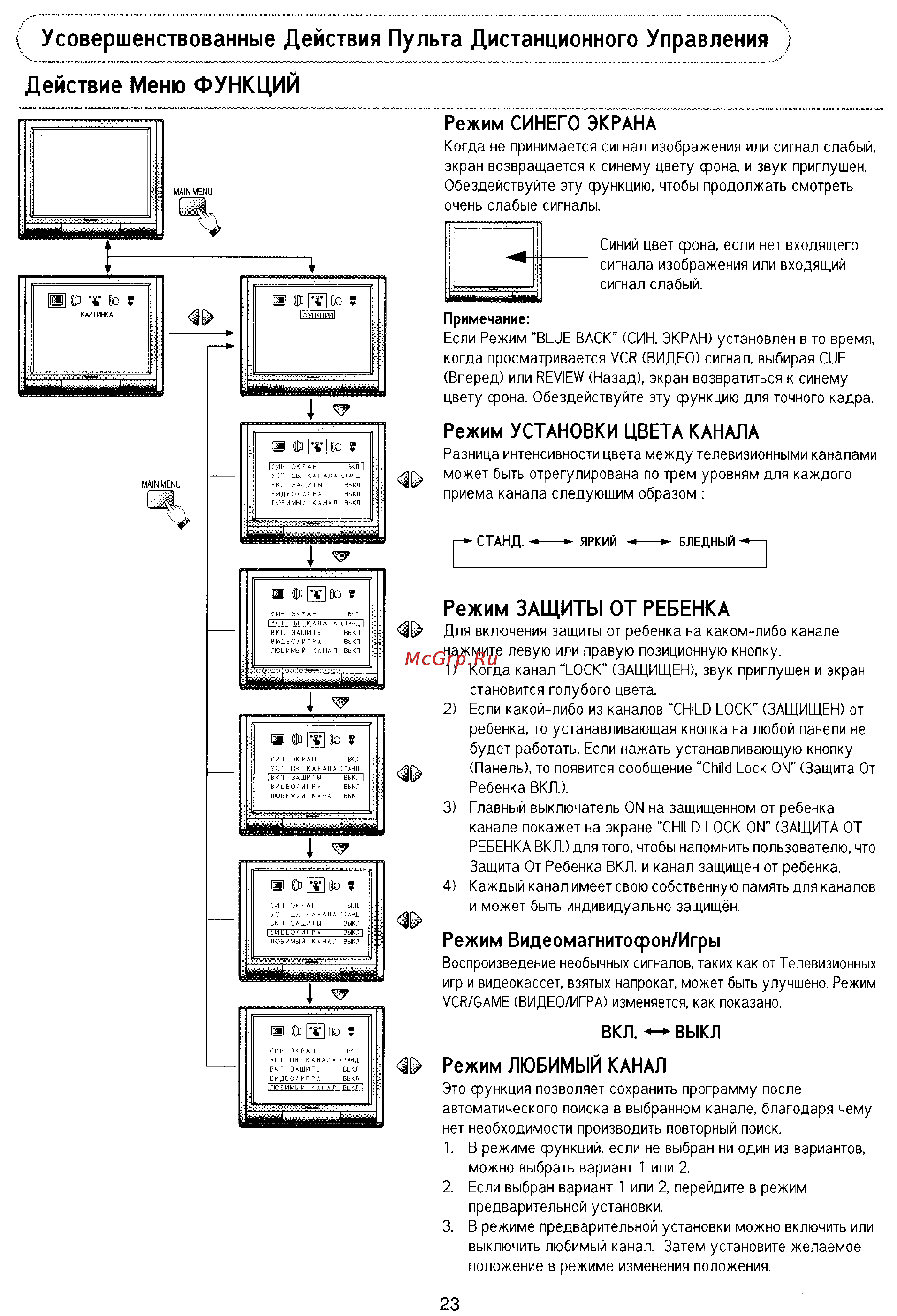 Panasonic TX-29P80T [23/32] Действие меню функций