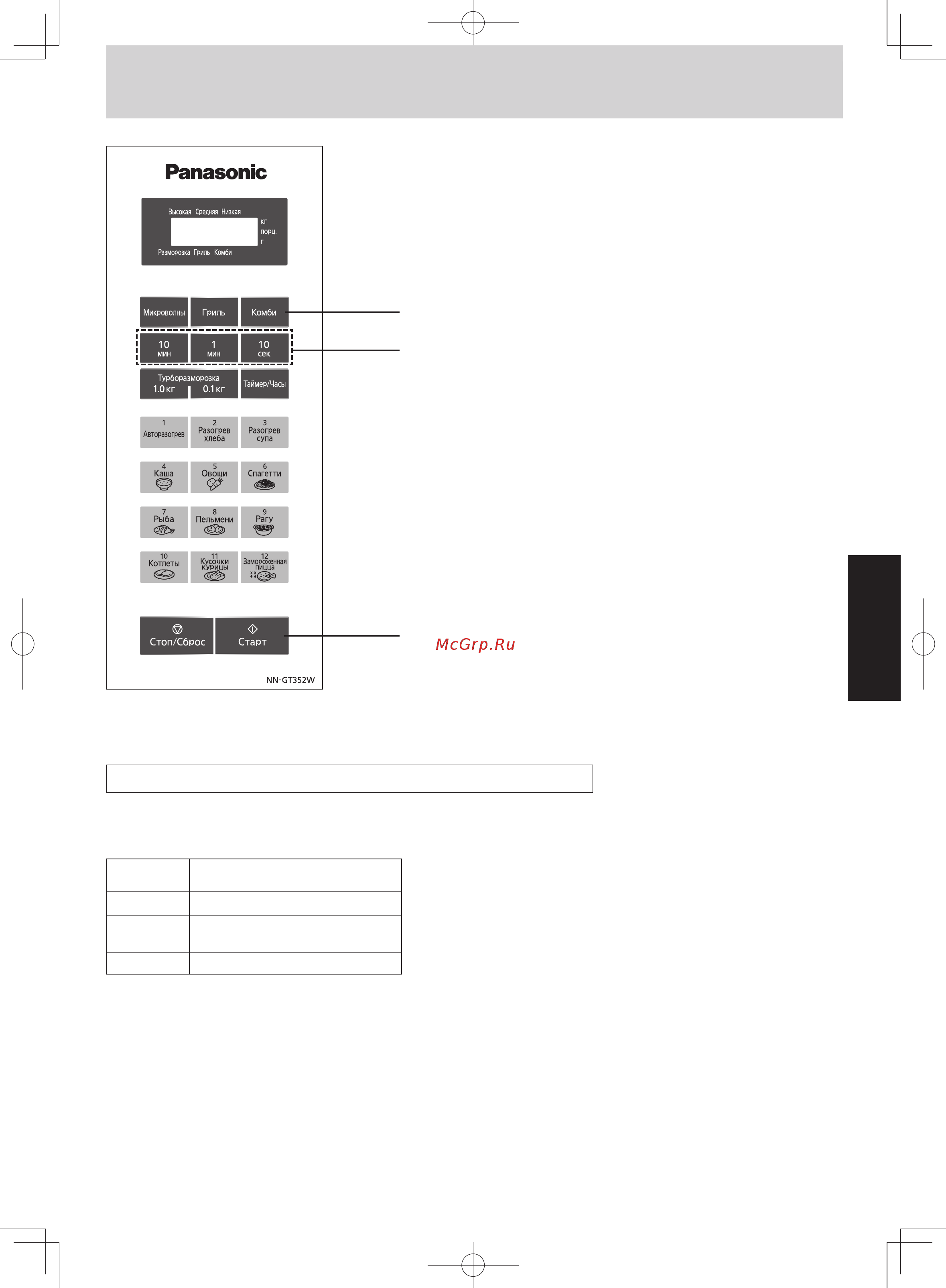 Panasonic NN-GT352WZPE [96/127] Експлуатаці
