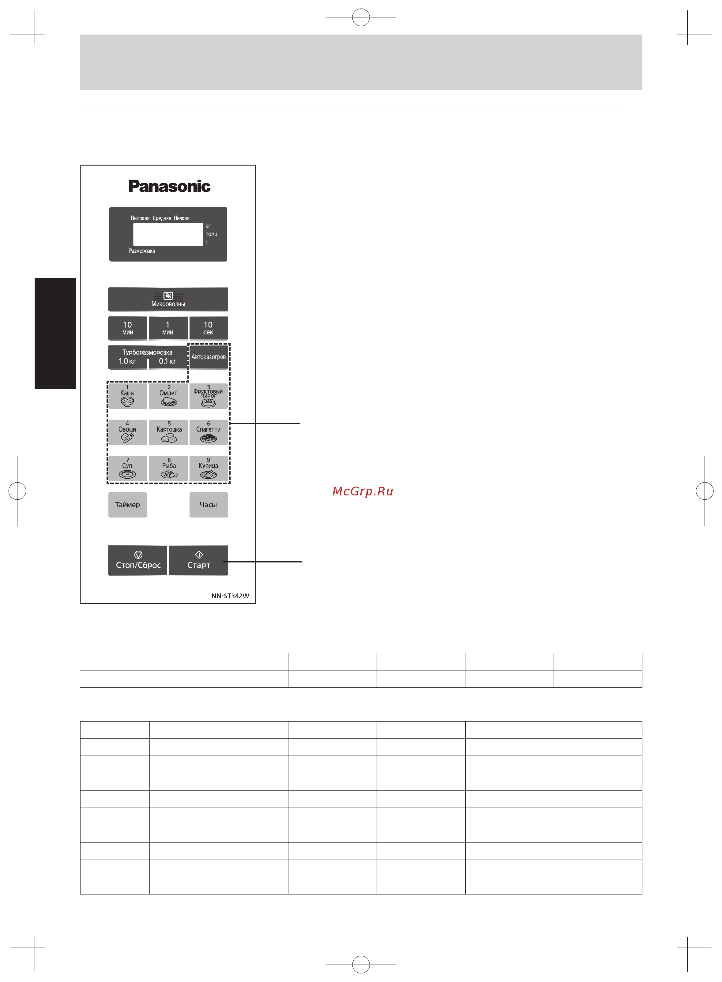 Panasonic NN-ST342MZPE [13/41] Основные операци