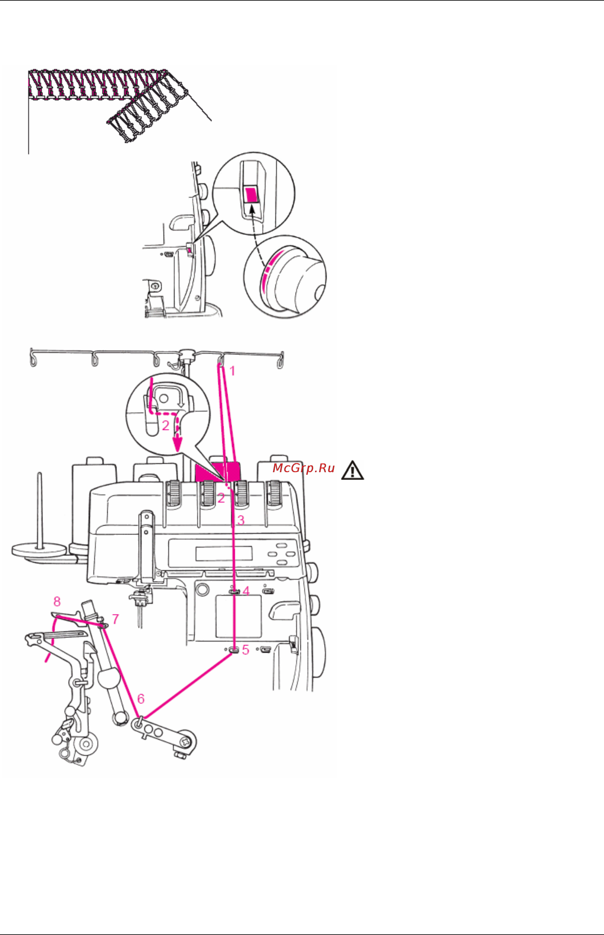 Bernina 1300MDC [27/64] Заправка машины для 4 3 х ниточного оверлочного шва строчка 1 8