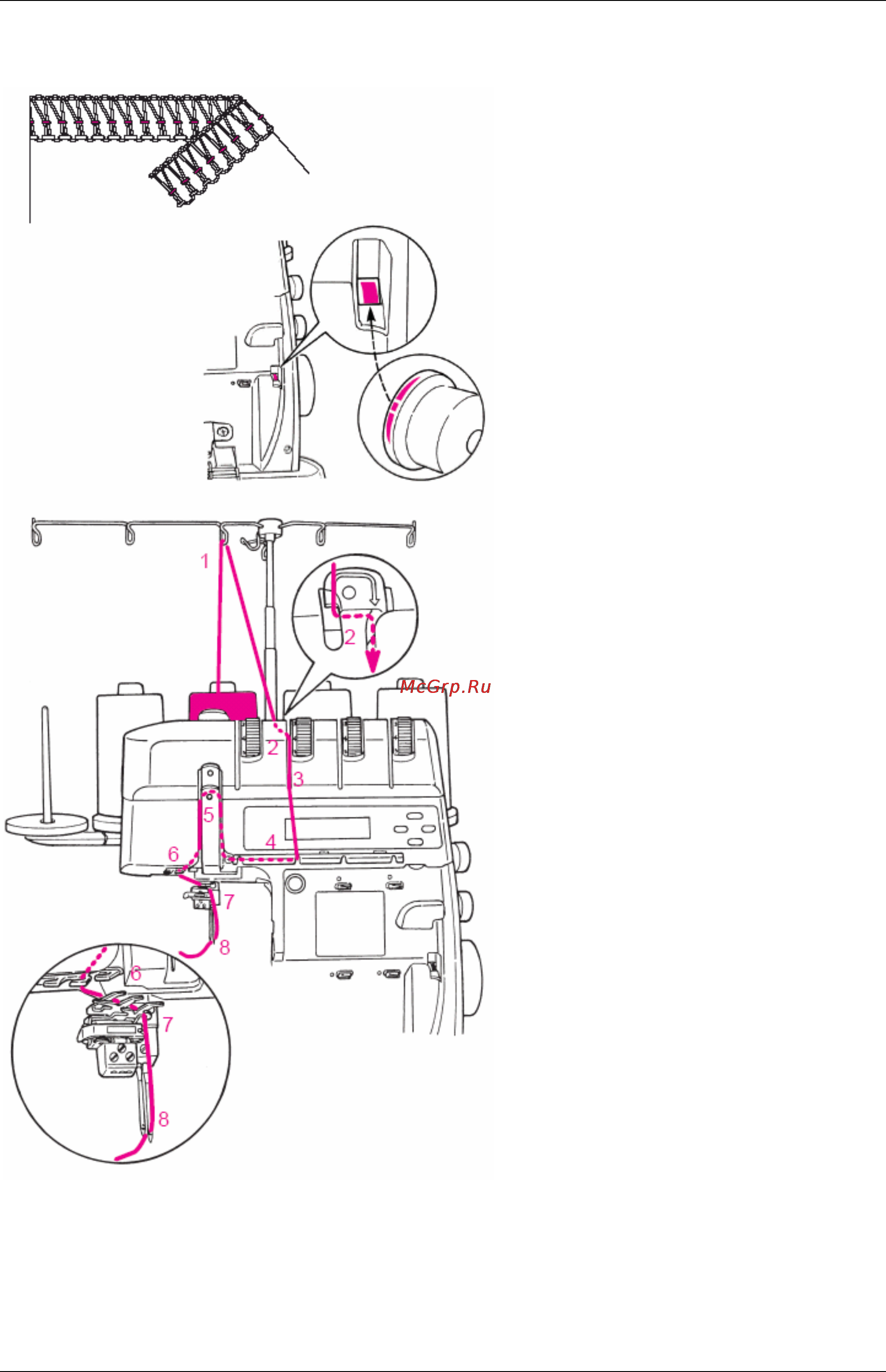 Bernina 1300MDC [29/64] Заправка машины для 4 3 х ниточного оверлочного шва строчка 1 8