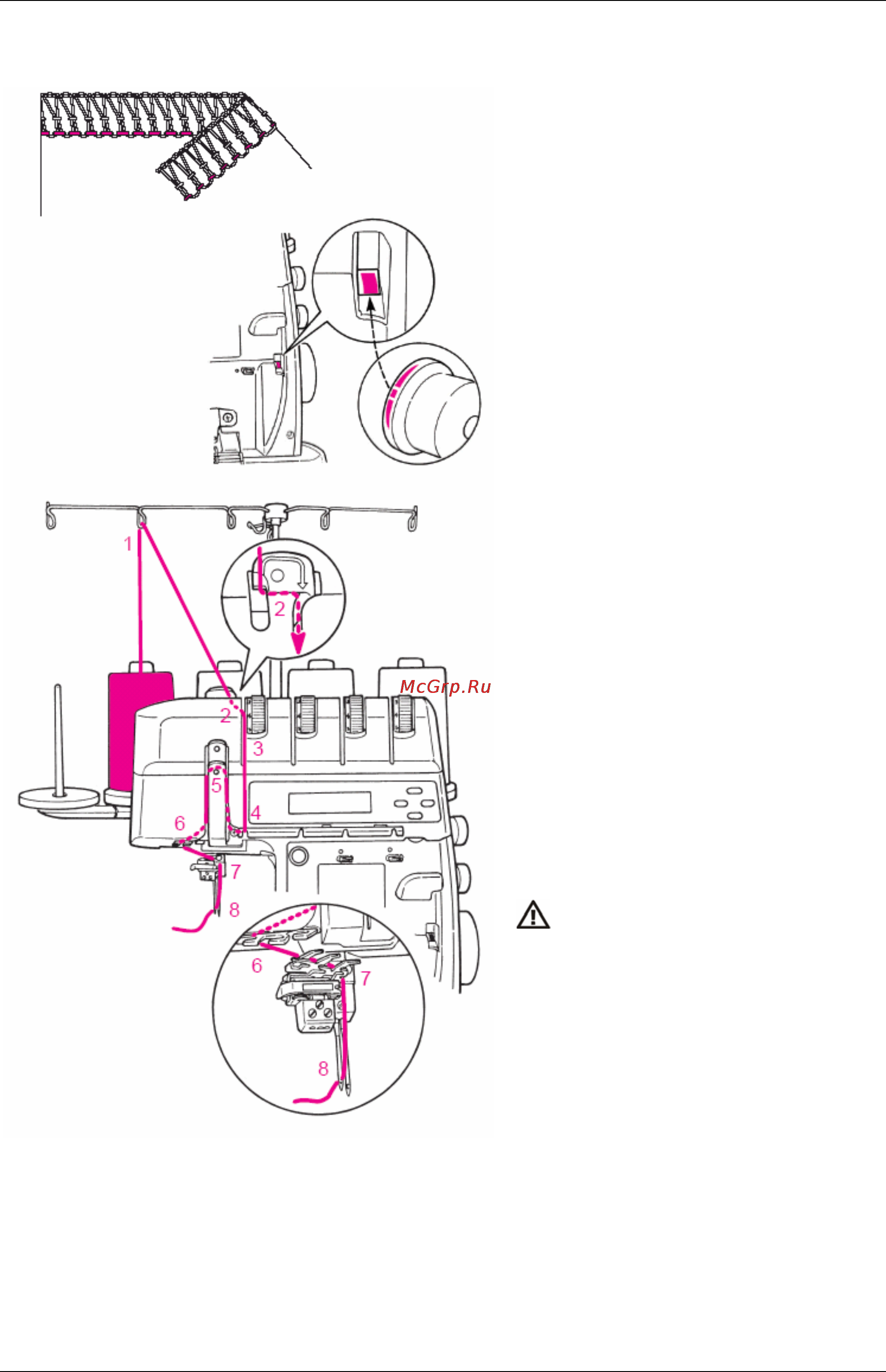 Bernina 1300MDC [30/64] Заправка машины для 4 3 х ниточного оверлочного шва строчка 1 8