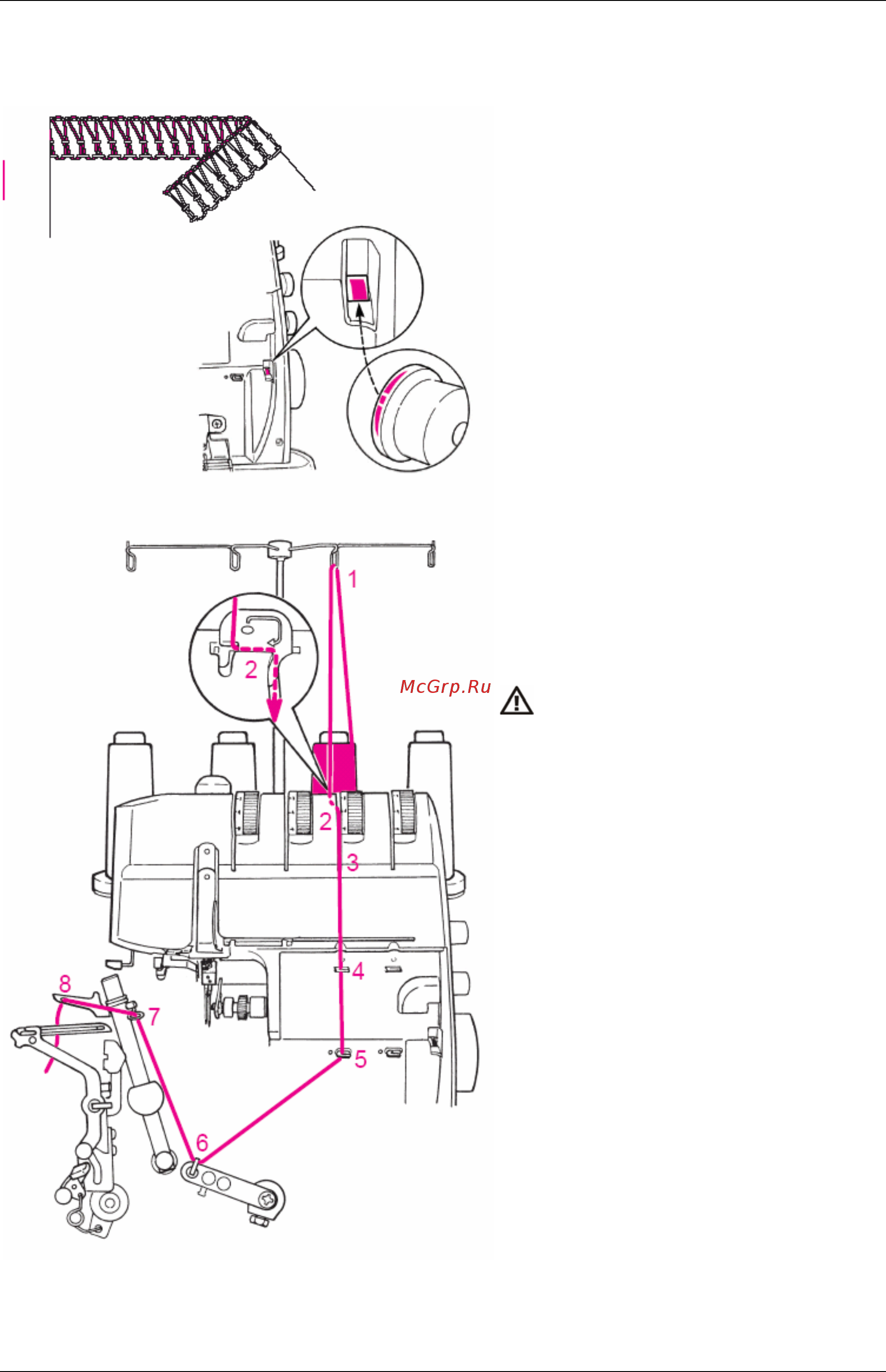 Bernina 1150MDA [23/42] Заправка машины для 4 3 х ниточного оверлочного шва строчка 1 8