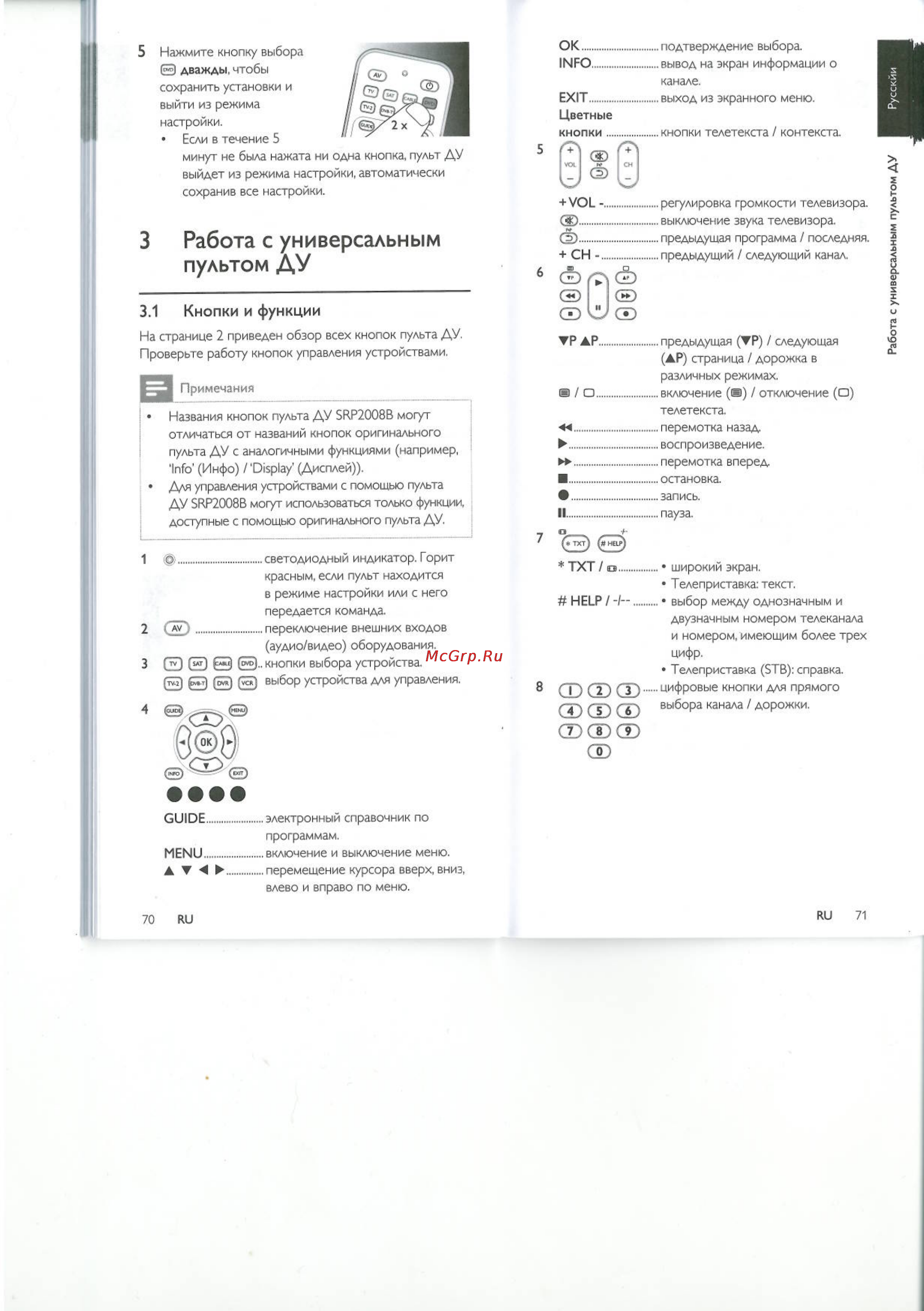 Philips SRP2008B/86 [6/23] Работа с универсальным