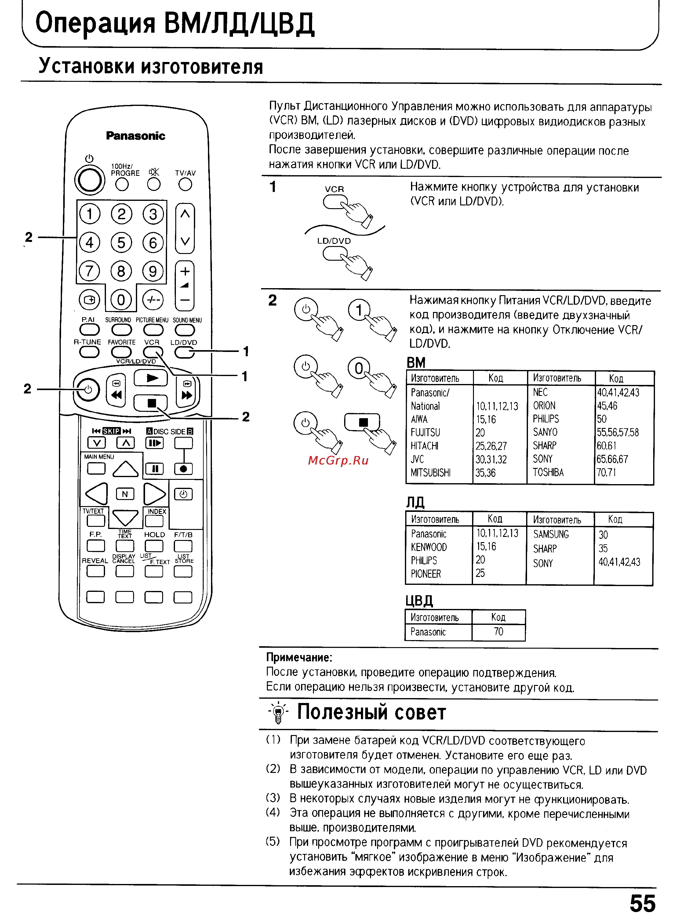 Panasonic TX-29P180T [55/60] Цвд