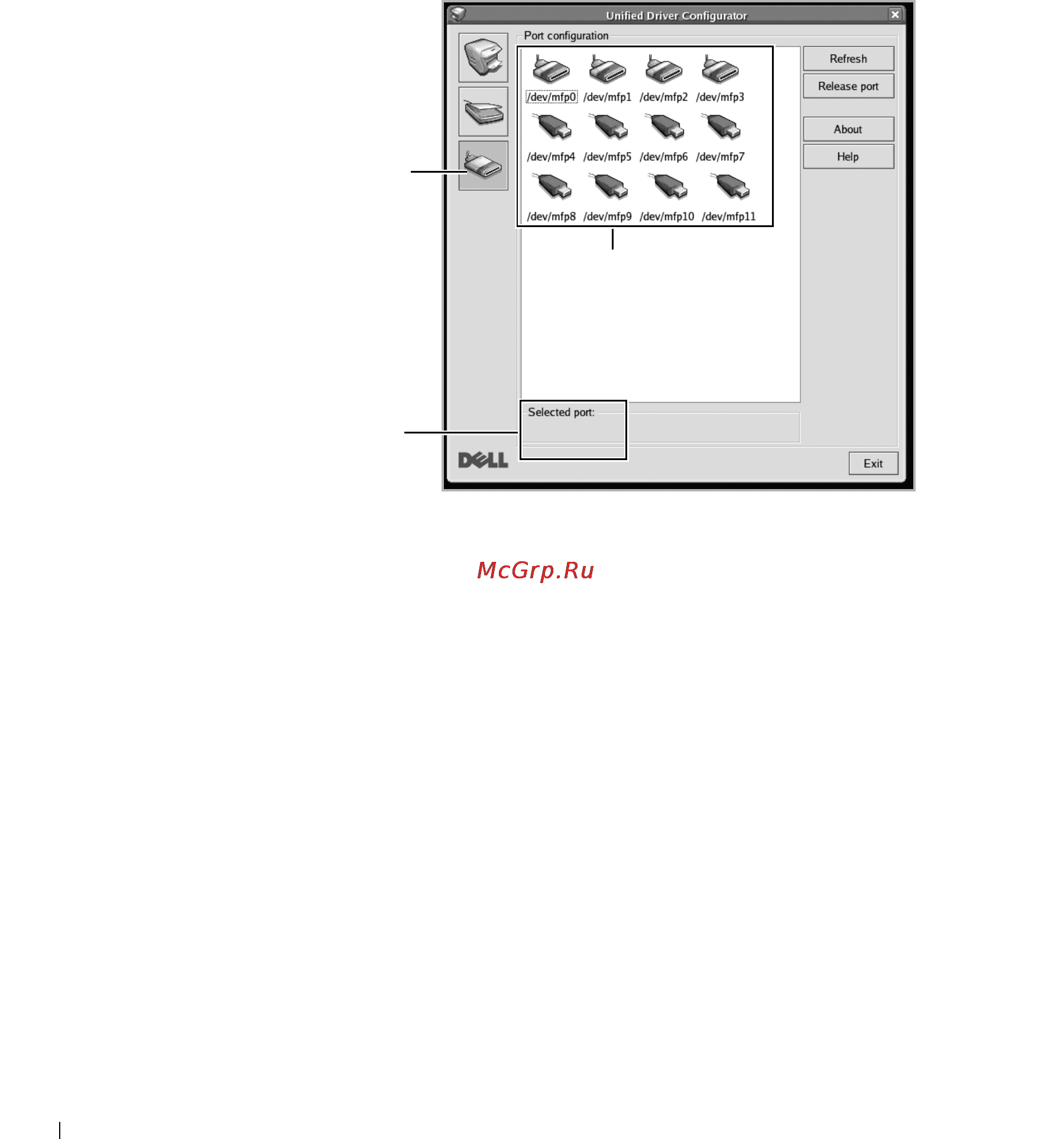 Dell 2355dn [263/359] Окно mfp ports configuration