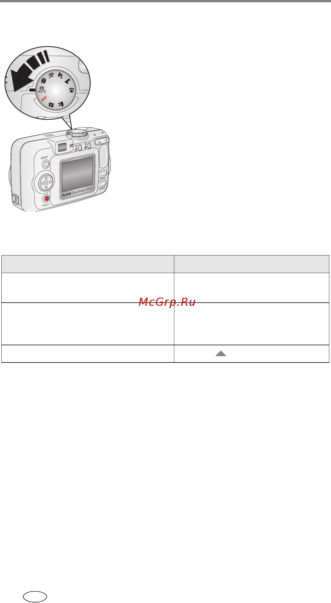 Kodak CX7530 [12/83] Включение и выключение фотокамеры