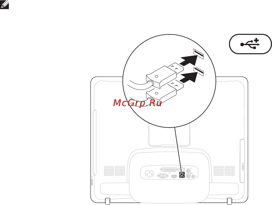 Dell Inspiron One 19T (Touch) [8/102] Подключение клавиатуры и мыши
