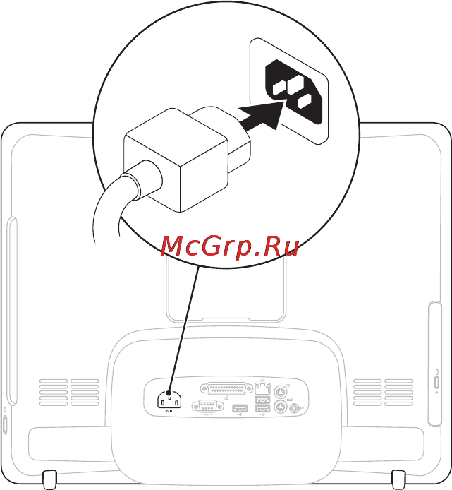 Dell Inspiron One 19T (Touch) [9/102] Подключение кабеля питания