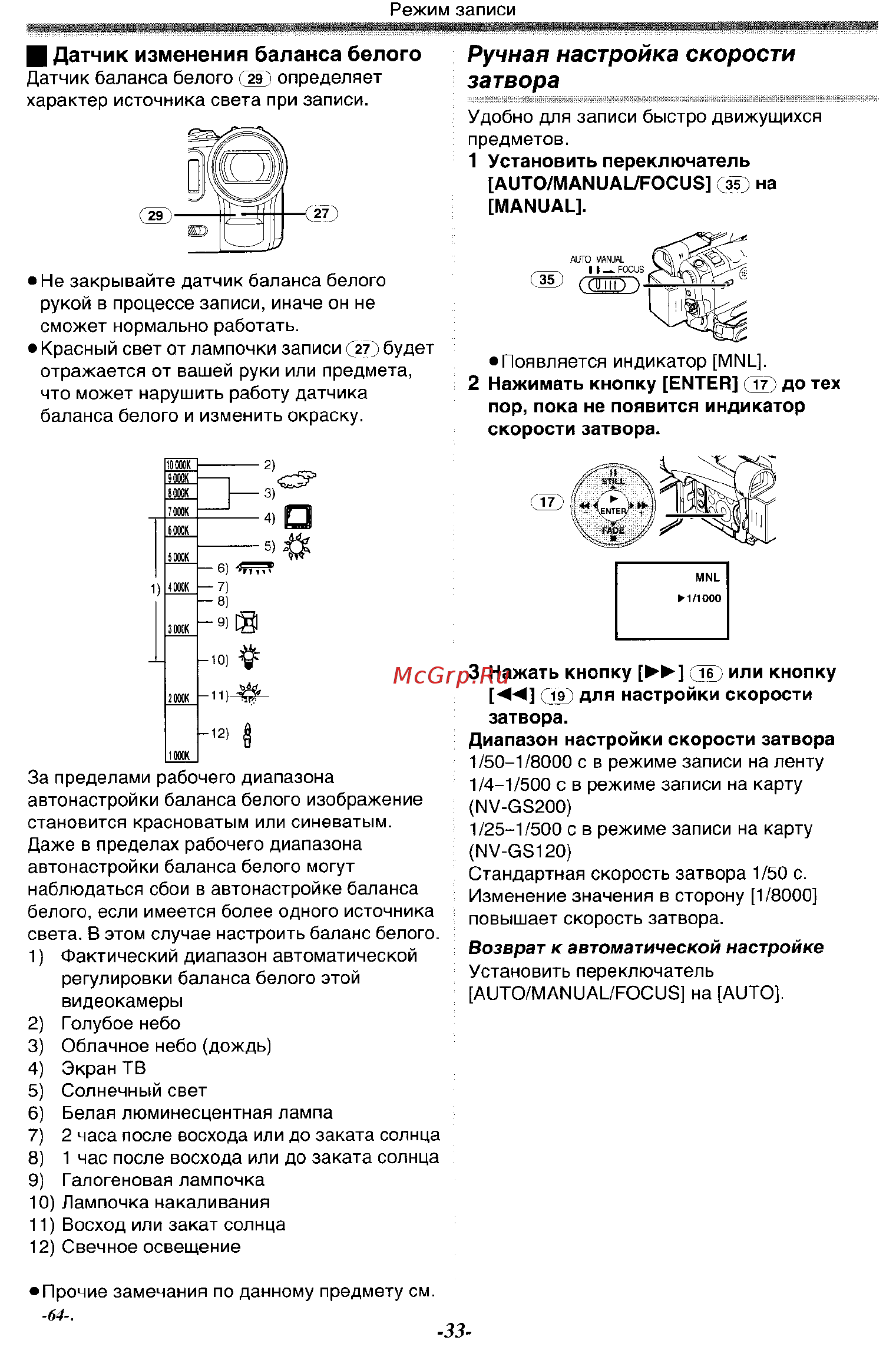 Panasonic NV-GS200 GC-S [33/80] Ручная настройка скорости затвора