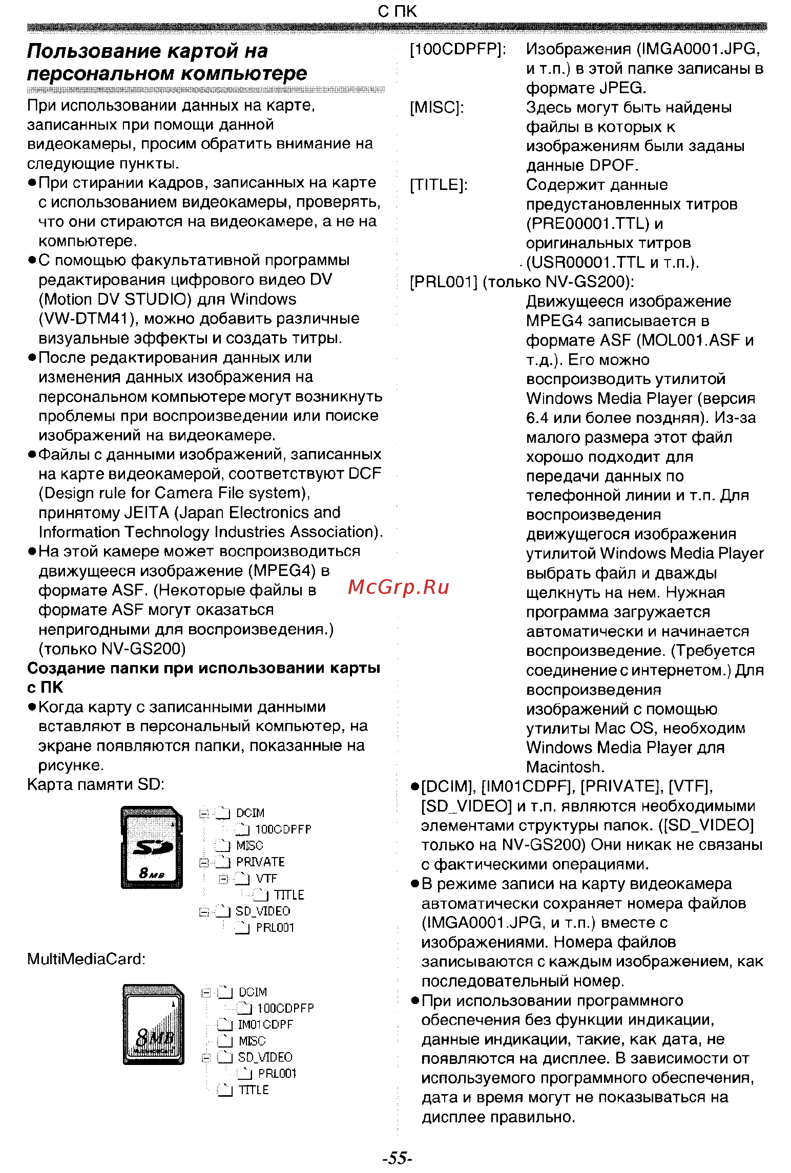 Panasonic NV-GS200GC [55/80] Пользование картой на персональном компьютере