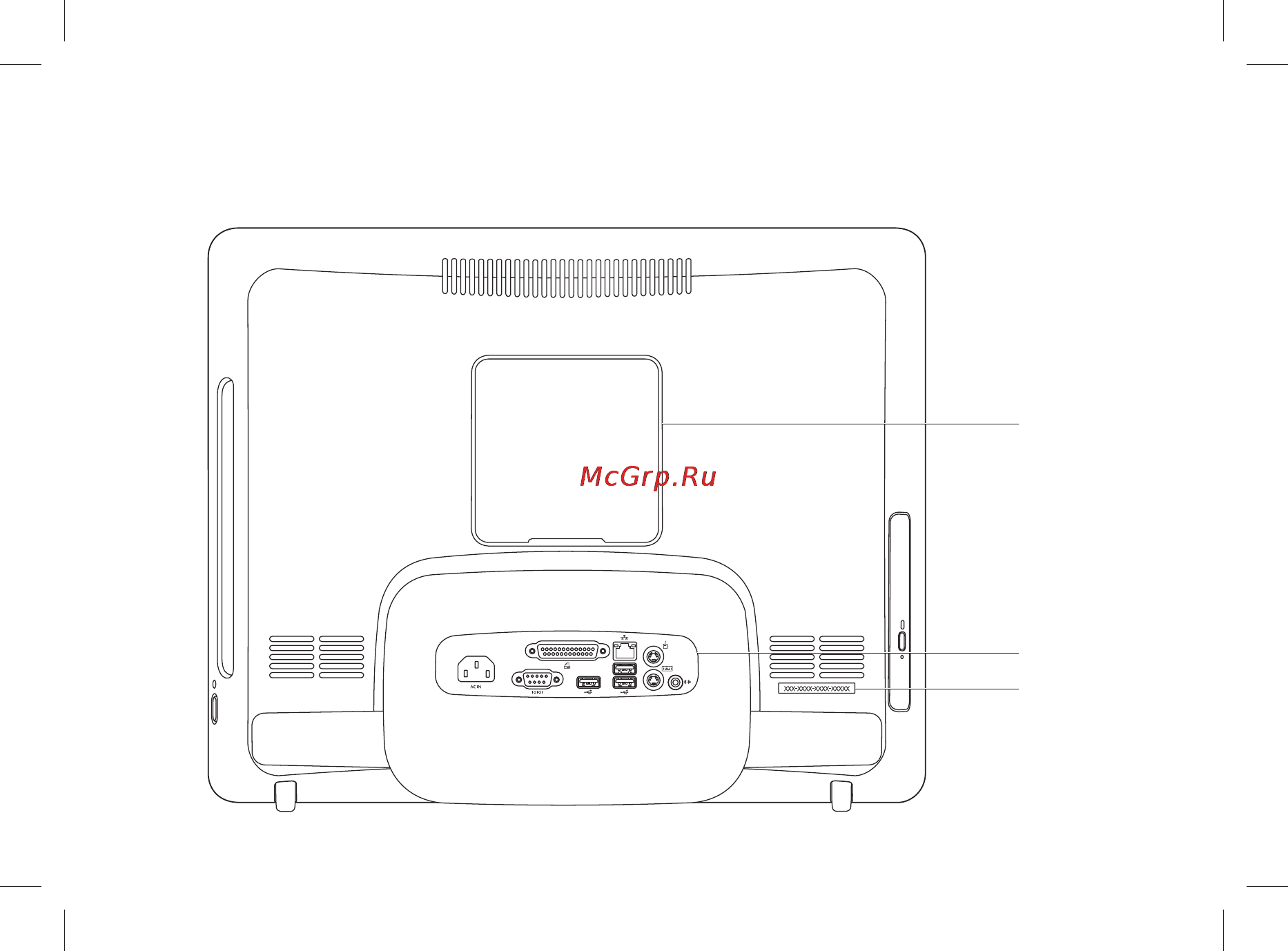 Dell Inspiron One 19T [28/92] Элементы на задней панели компьютера
