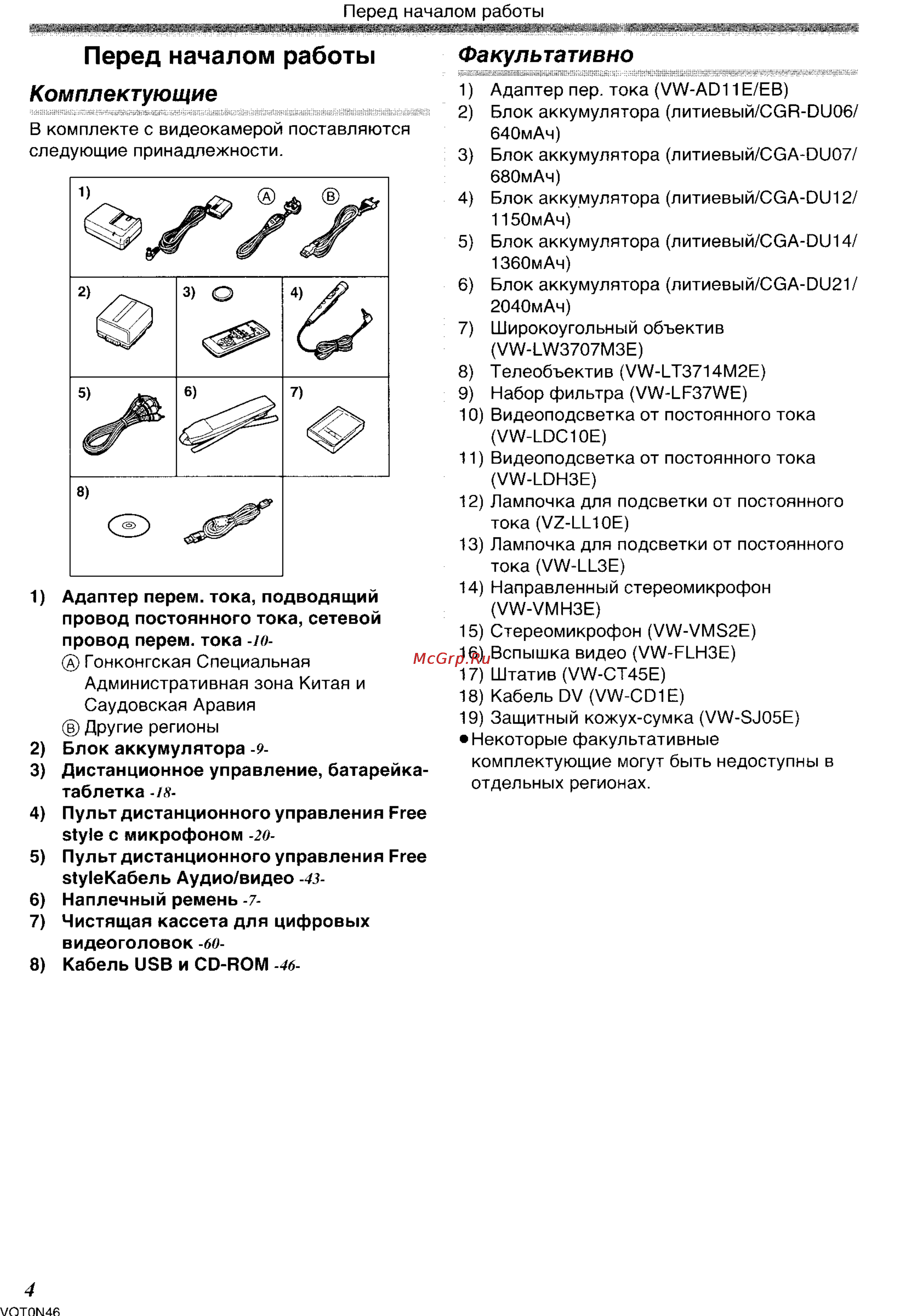 Panasonic NV-GS150GC [4/92] Перед началом работы