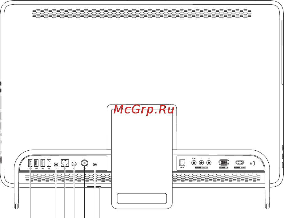 Dell Inspiron One 2305 [38/118] Элементы задней части компьютера