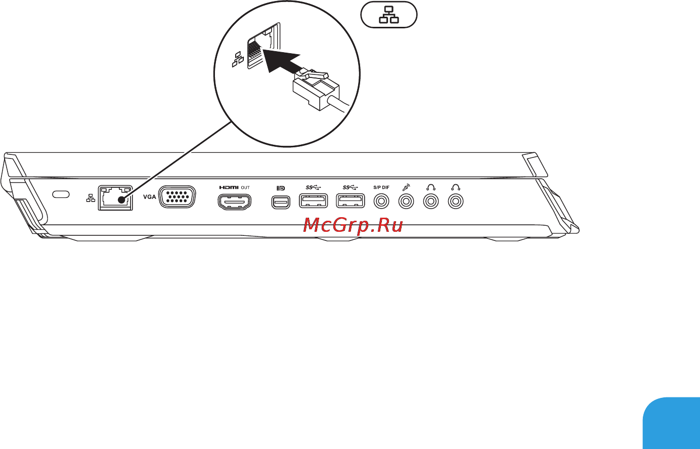 Dell Alienware M17xR3 [17/132] Подключение сетевого кабеля дополнительно