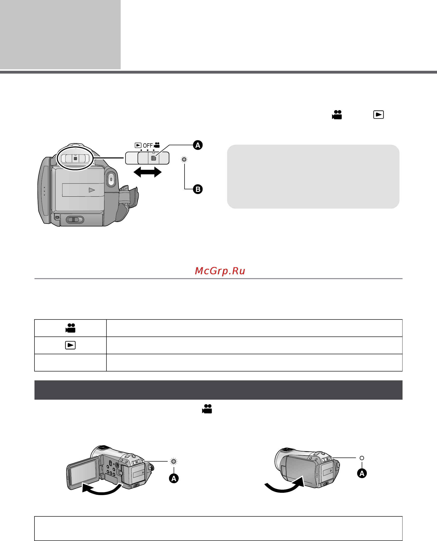 Panasonic HDC-SD9EE [20/128] Выбор рабочего режима включение и выключение камеры