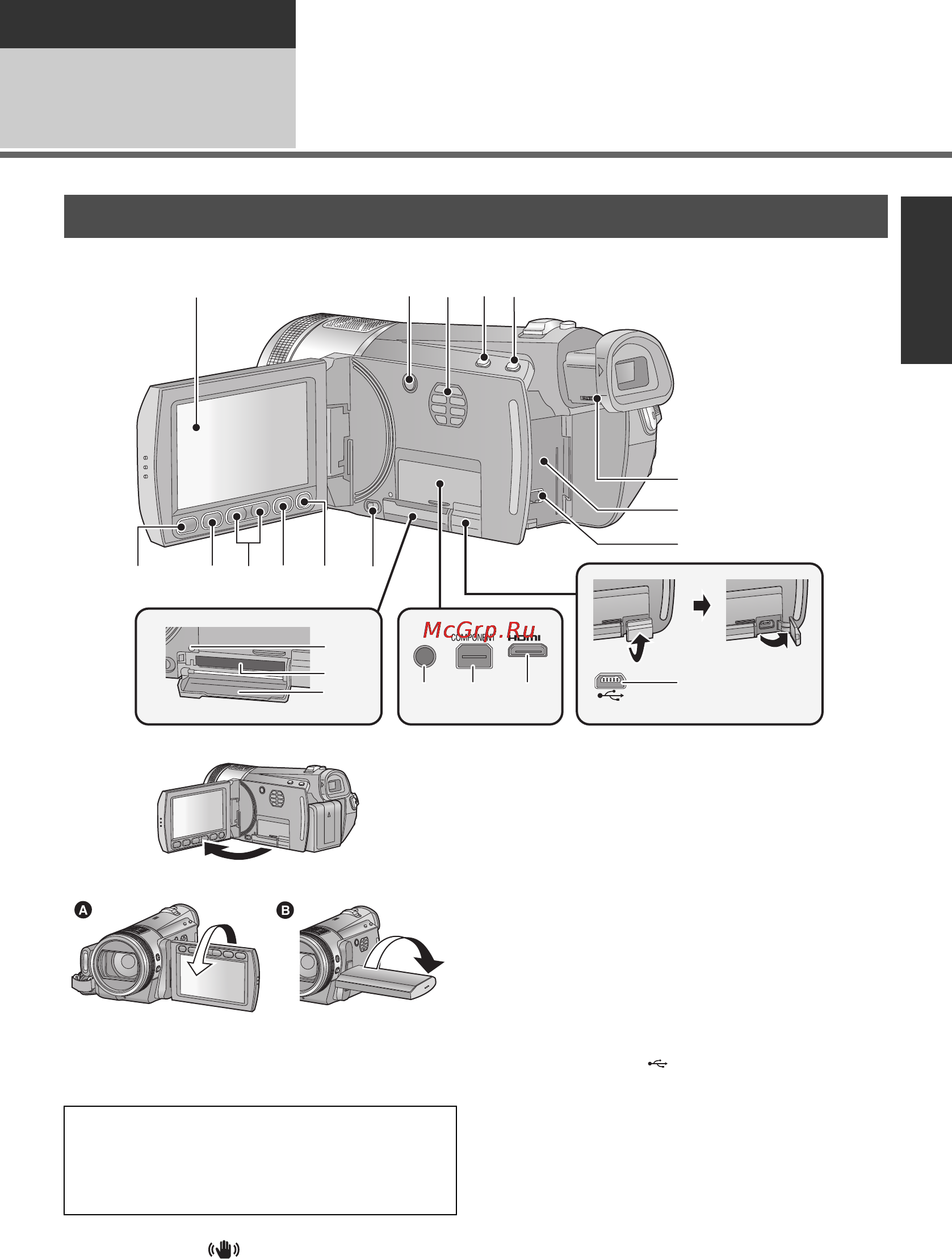 Panasonic HDC-HS300EE [11/156] Вращающийся вентилятор предупреждает повышение внутренней температуры при использовании камеры следите за тем чтобы не закрывать впускное отверстия