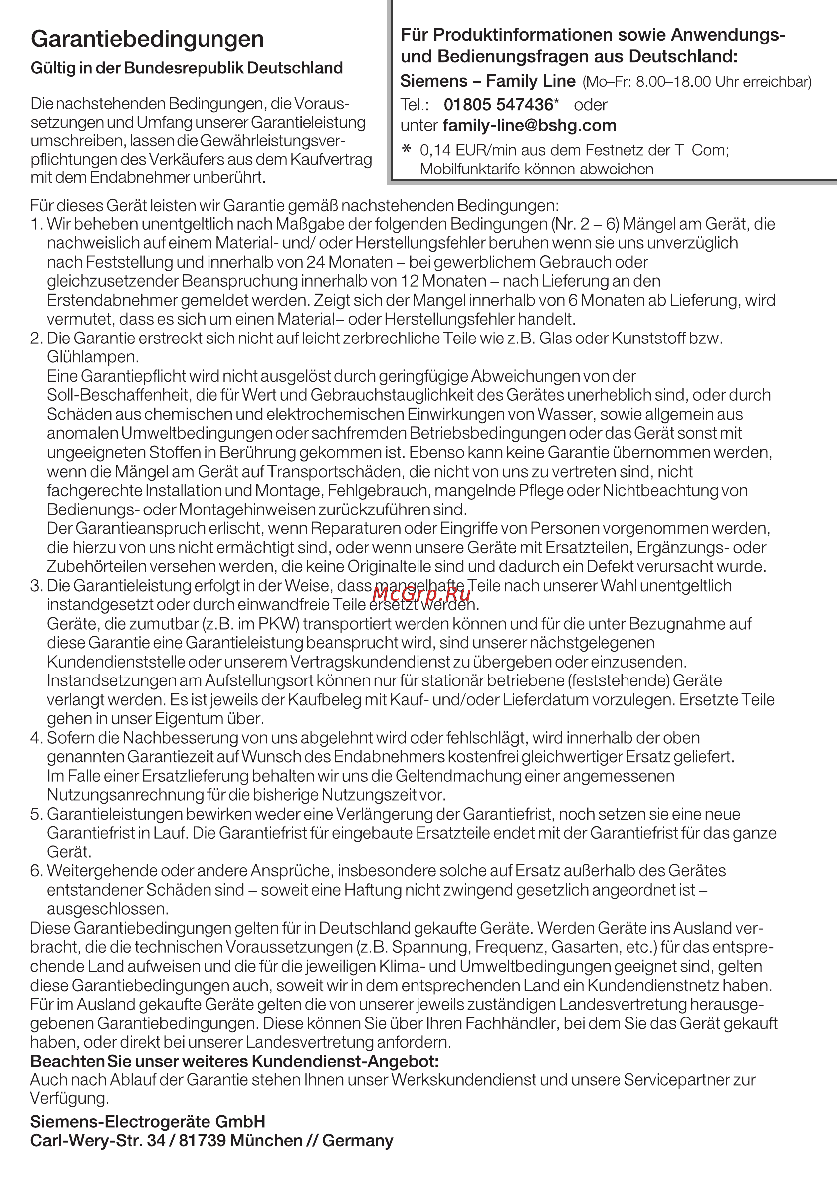 Siemens TC60203 [50/51] Beachten sie unser weiteres kundendienst angebot