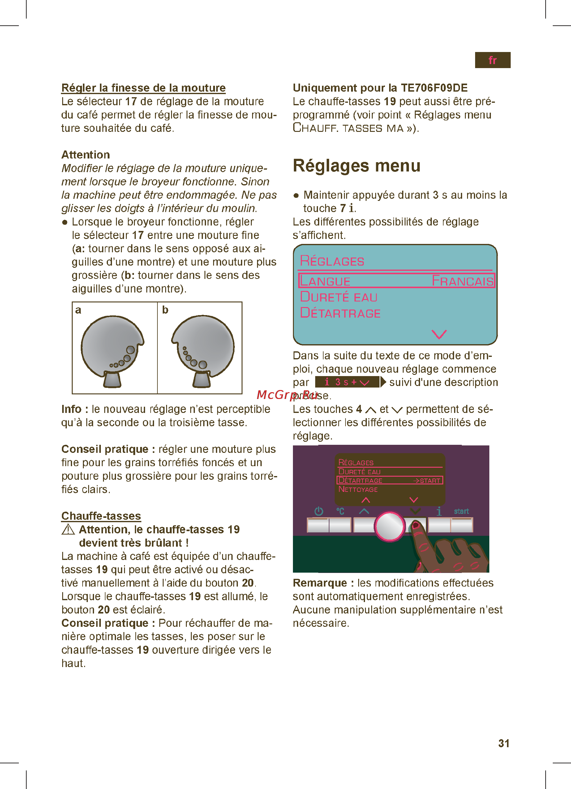 Siemens TE706209RW [35/148] Réglages menu