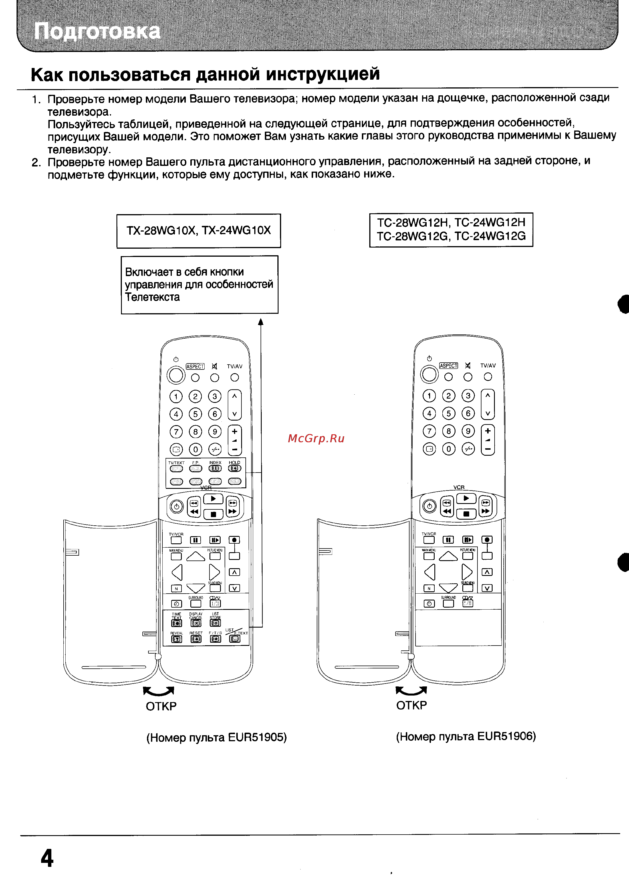 Panasonic TC-24WG12 [4/56] Подготовка
