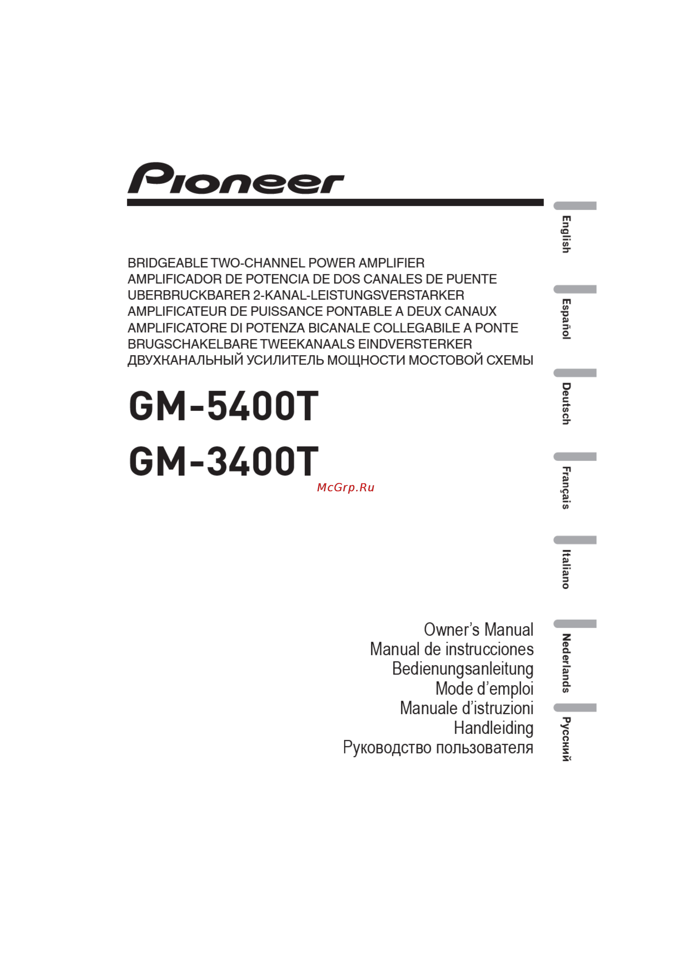 Pioneer GM-3400T Инструкция по эксплуатации онлайн