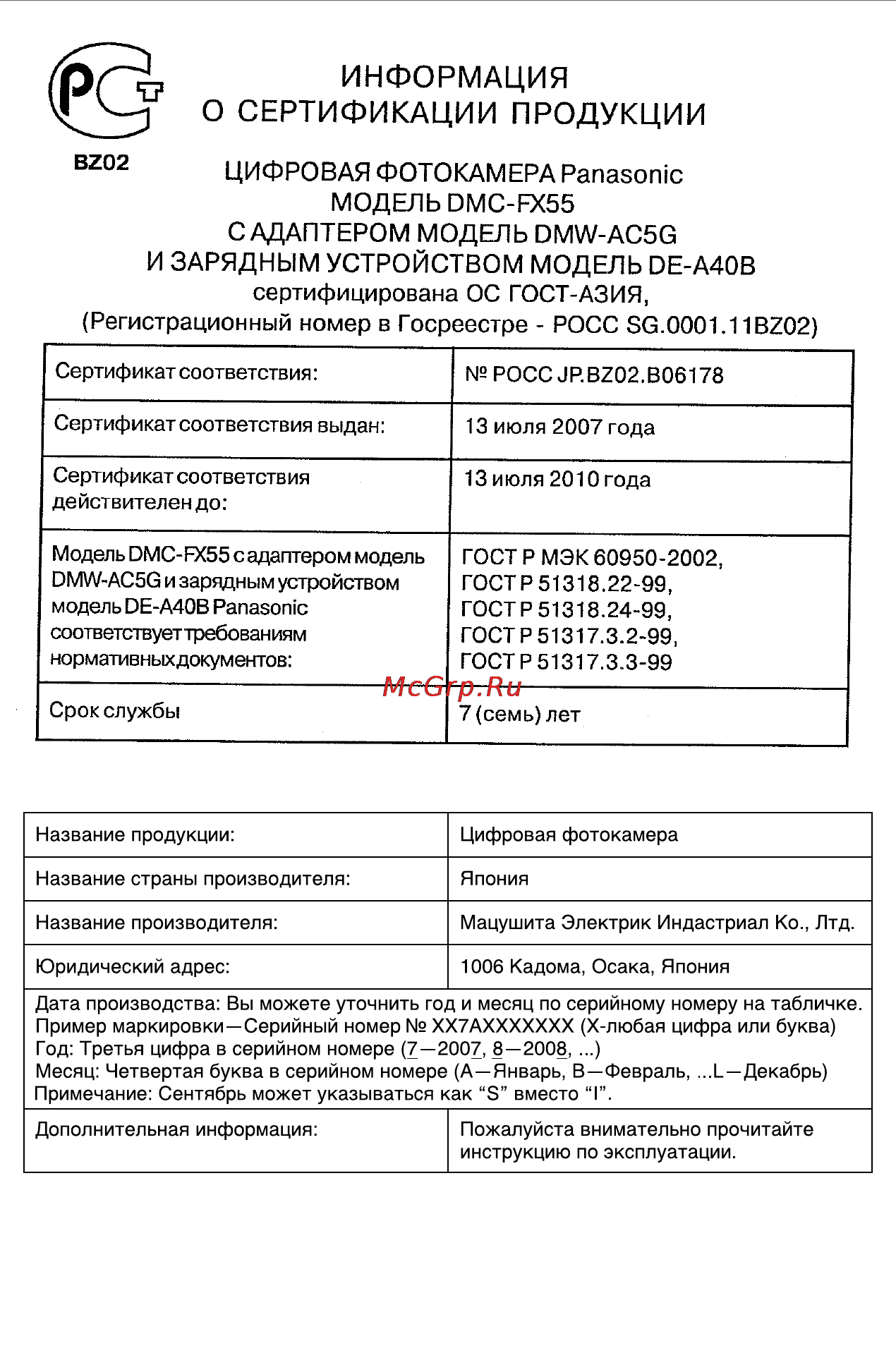 Panasonic LUMIX DMC-FX55 Инструкция по эксплуатации онлайн [135/136] 33056