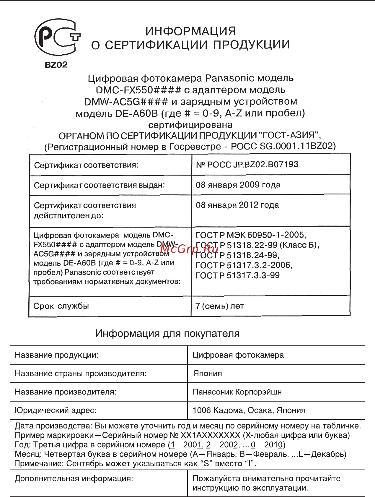 Panasonic LUMIX DMC-FX550 Инструкция по эксплуатации онлайн [143/144] 33061