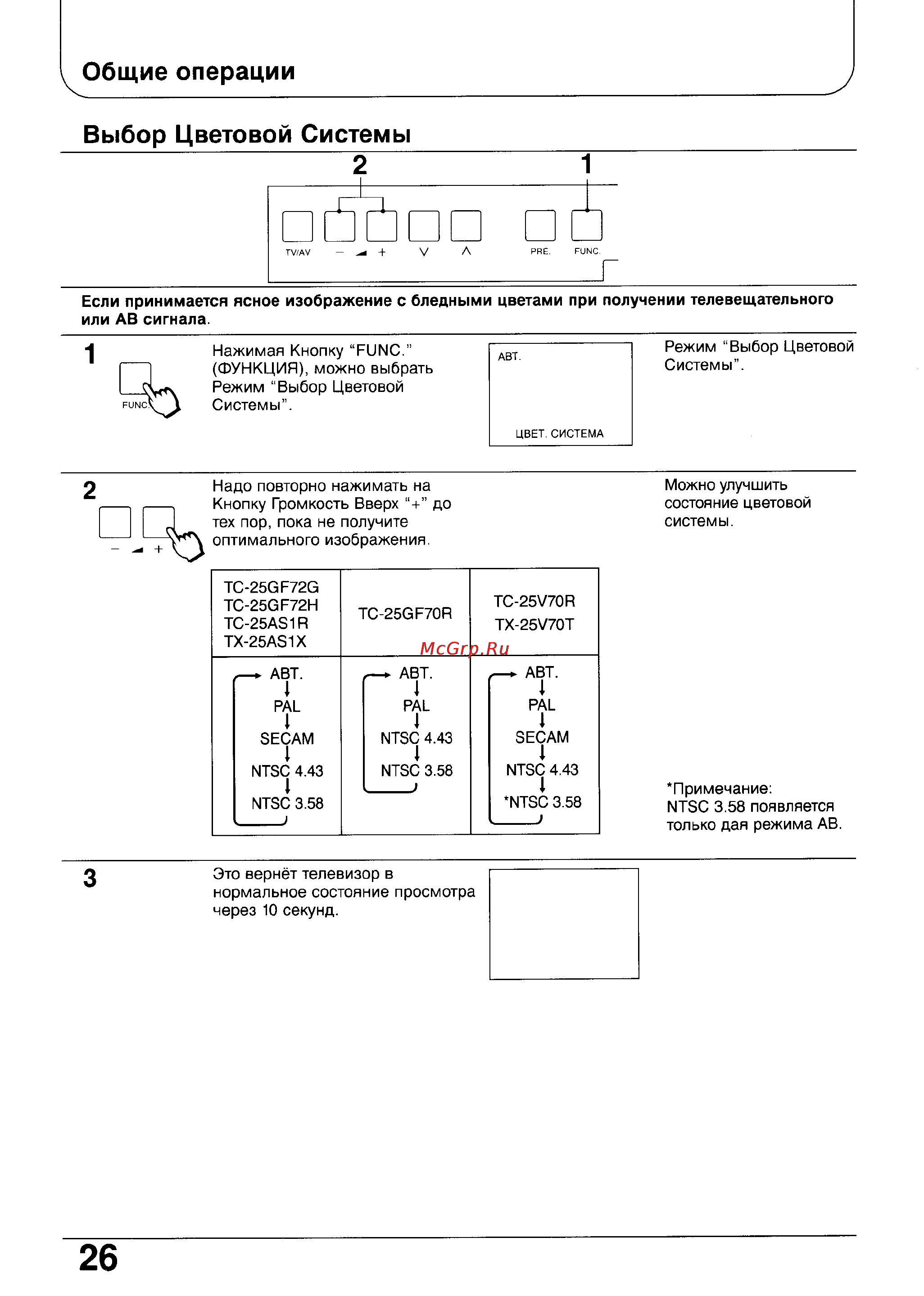 Panasonic TC-25AS1R [26/40] Выбор цветовой системы