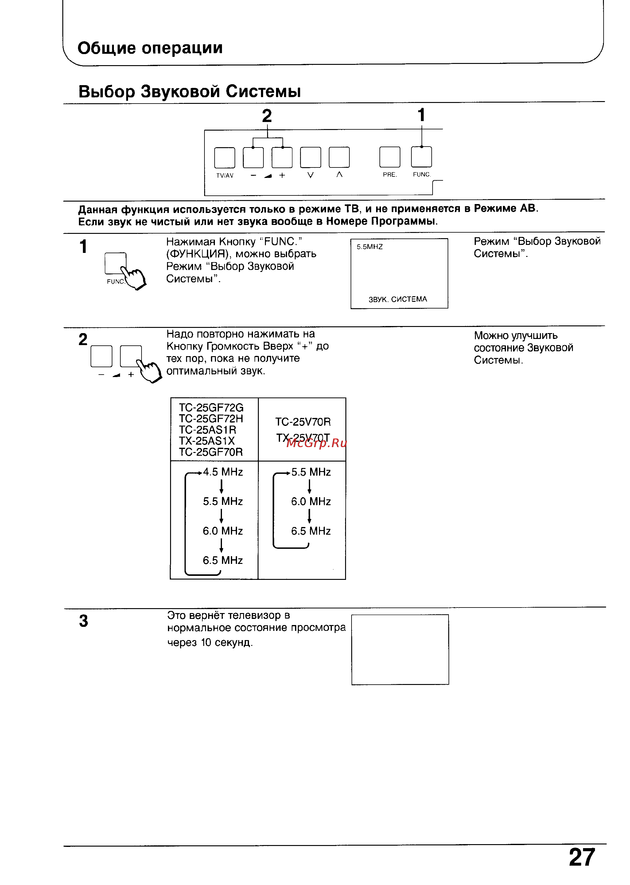 Panasonic TX-25V70T [27/40] Общие операции
