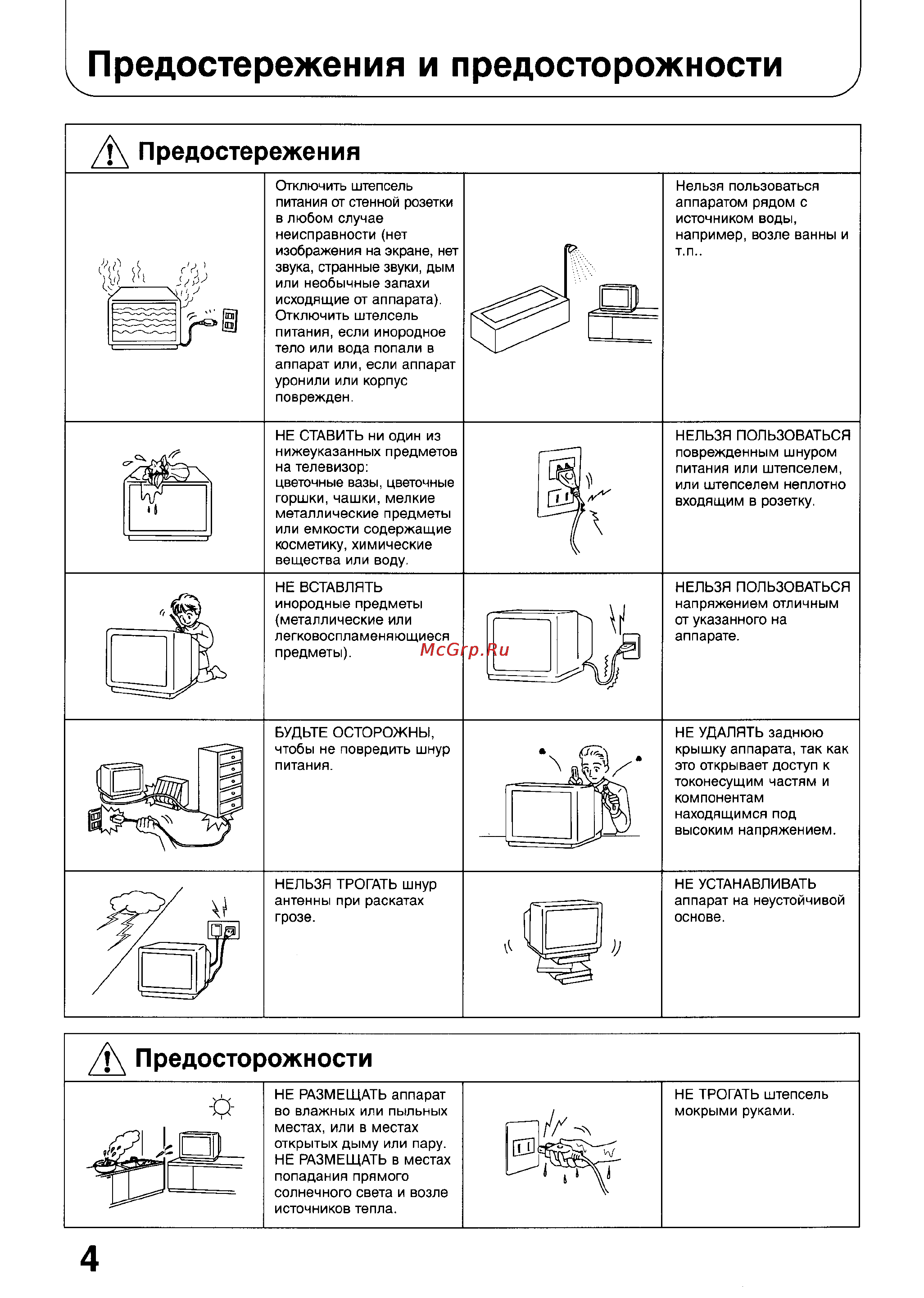 Panasonic TC-25AS1R [4/40] Предостережения и предосторожности