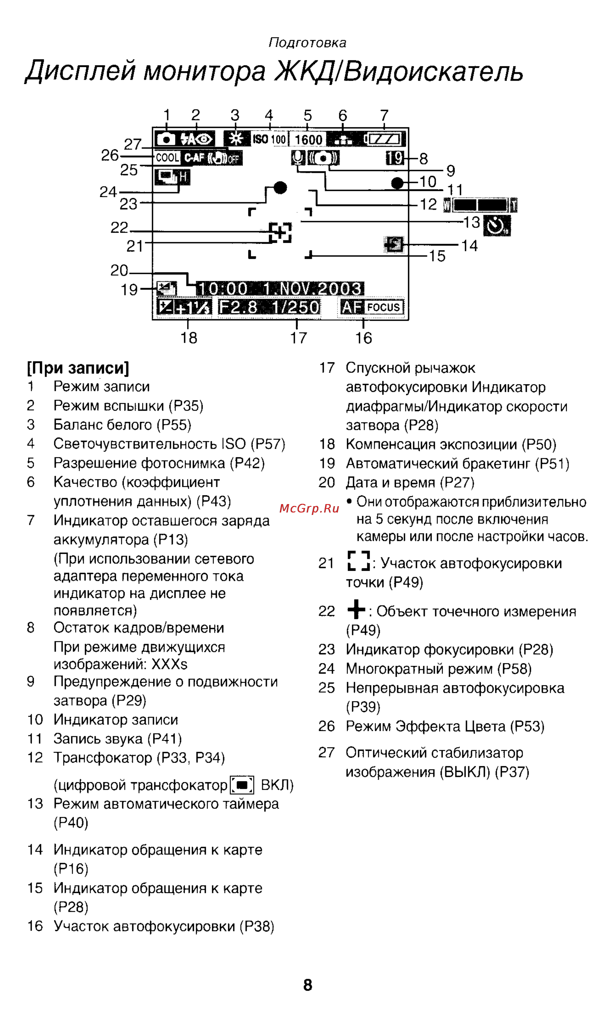 Panasonic LUMIX DMC-FZ1T Инструкция по эксплуатации онлайн [8/150] 33072