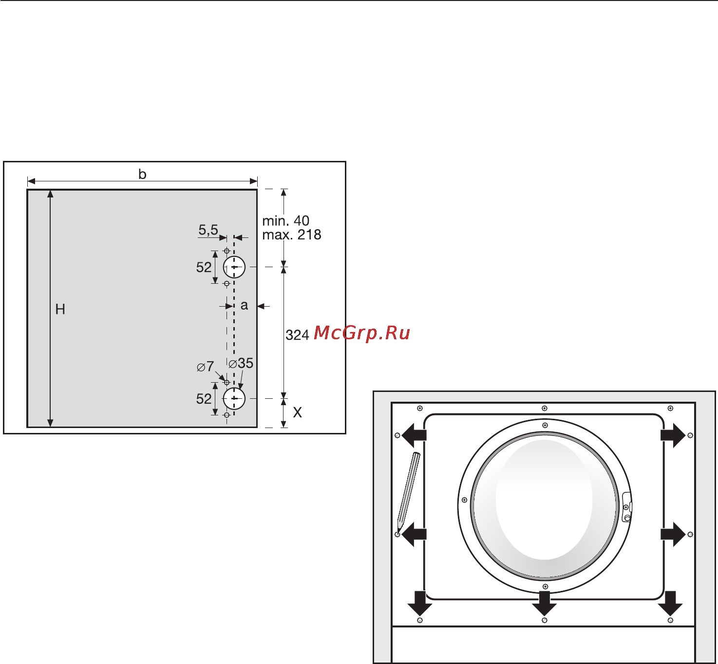 Miele W 2839i WPM [60/76] Óñòàíîâëåíèå òî åê êðåïëåíèÿ 60