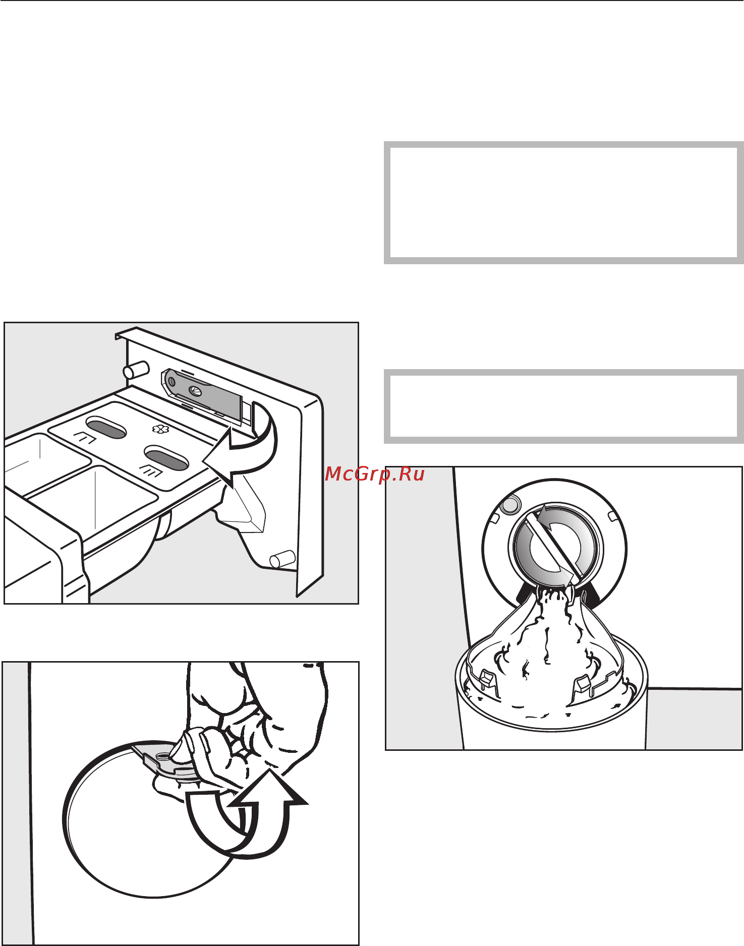 Miele W 1734 WPS [39/64] Îòêðûâàíèå äâåðöû çàãðó çî íîãî ëþêà ïðè çàñîðåíèè ñëèâà è èëè îòñóòñòâèè ýëåêòðîïèòàíèÿ 39