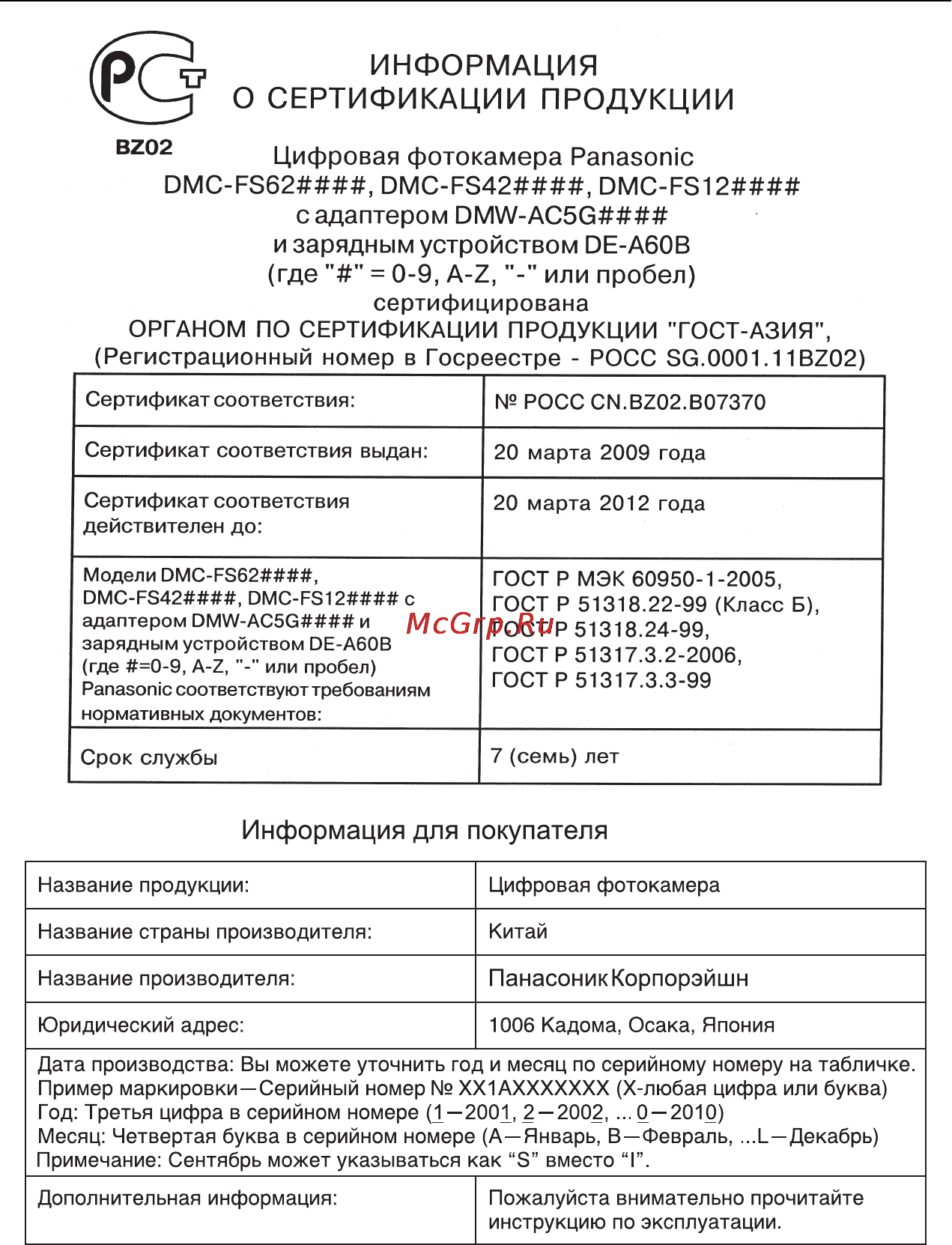 Panasonic LUMIX DMC-FS62 Инструкция по эксплуатации онлайн [25/26] 33166